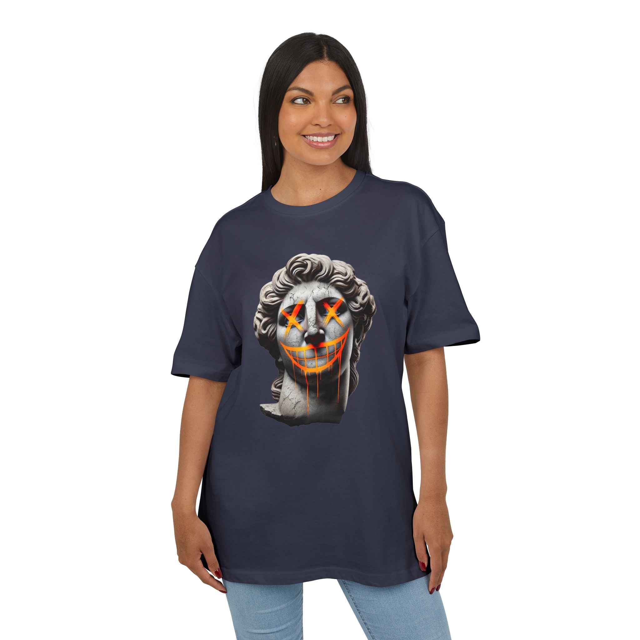 Dripping Gangsta David Oversize Tee with Distorted Statue Design