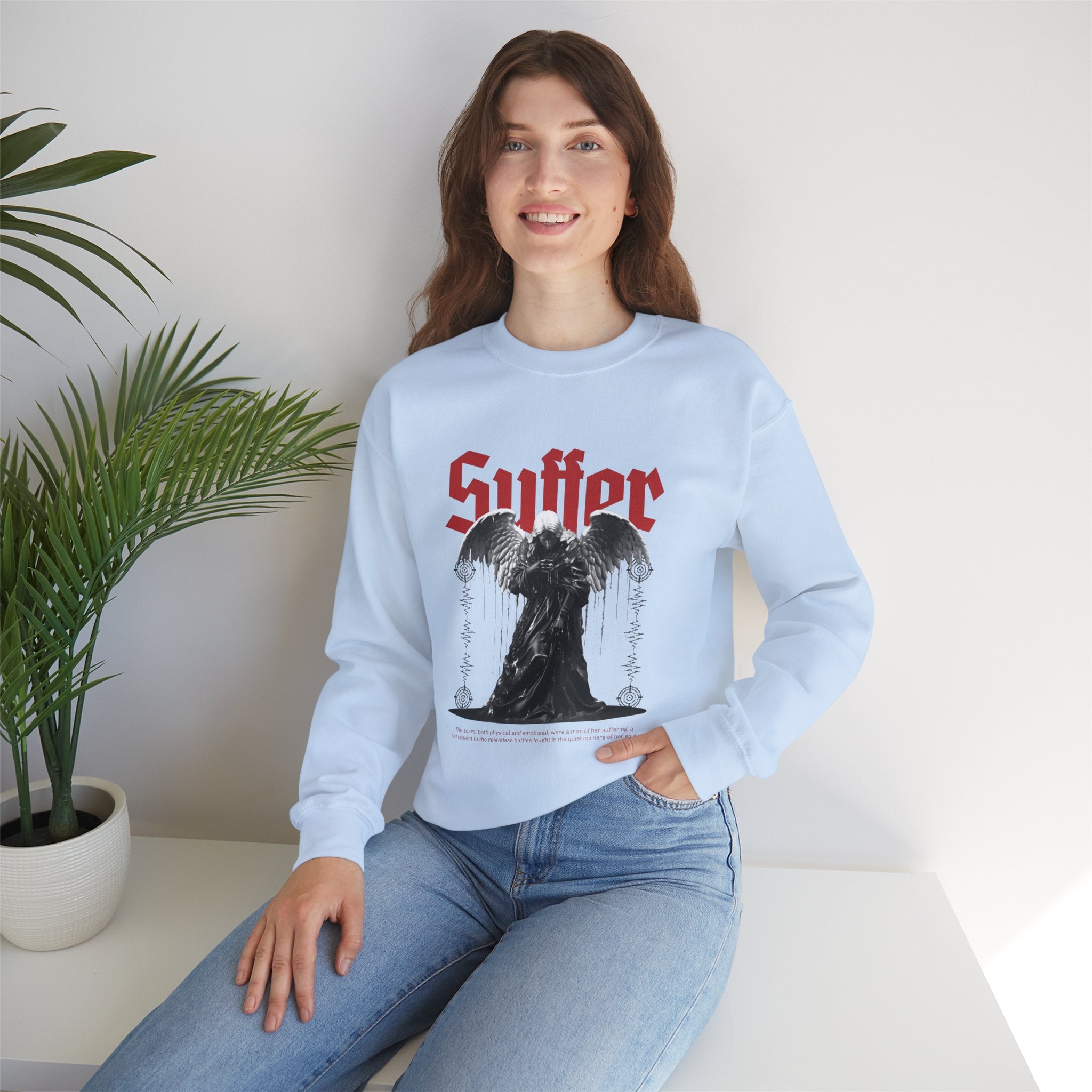 Suffer Unisex Heavy Blend Crewneck Sweatshirt - Bold Graphic Design for Gothic Style Lovers