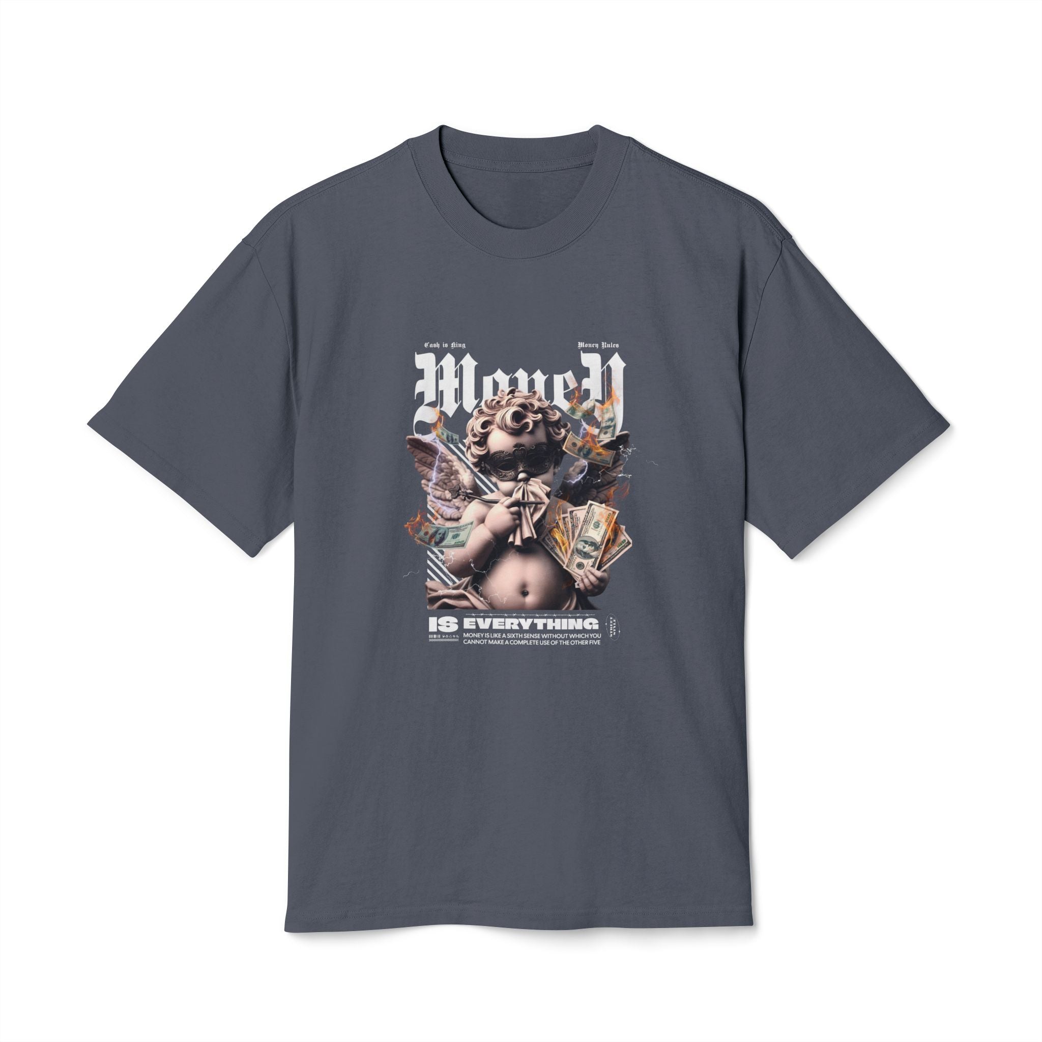 Chic Casual Unisex Heavy Faded Tee - 'Money Is Everything' Graphic Shirt