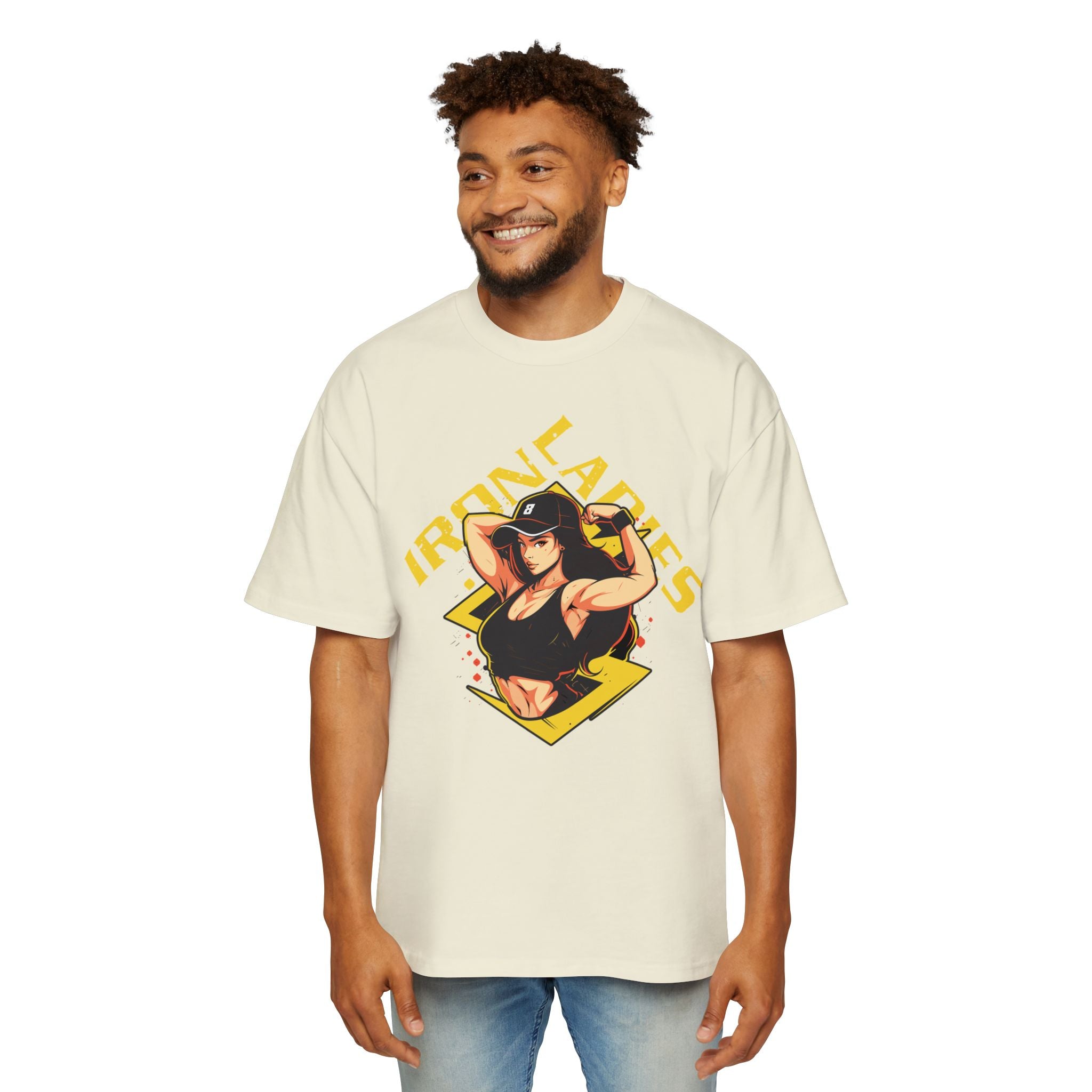 Iron Ladies Oversized Tee - Empowering Graphic Shirt for Fitness Enthusiasts