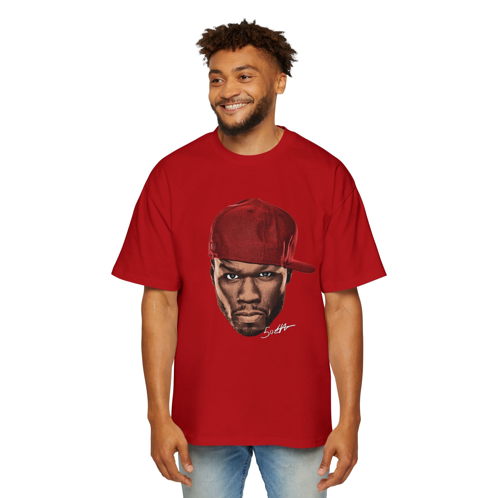 Heavy Oversized Tee - Bold Red Graphic Style