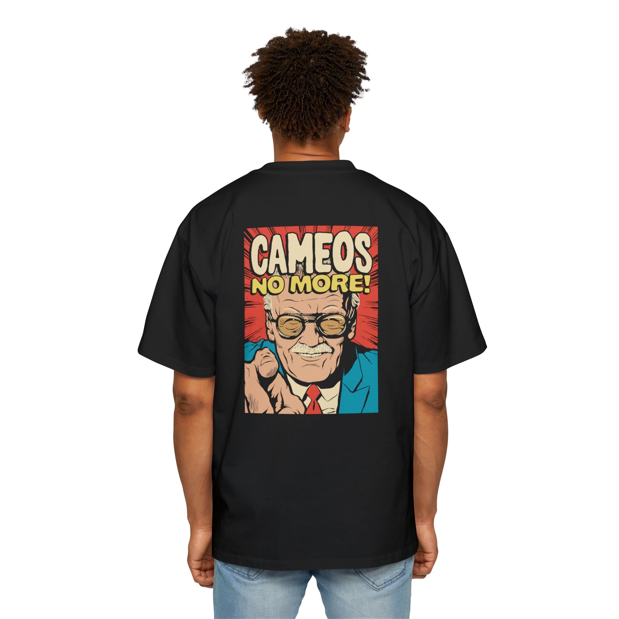 Men's Heavy Oversized Tee - Cameos No More Graphic Tee for Comic Book Lovers