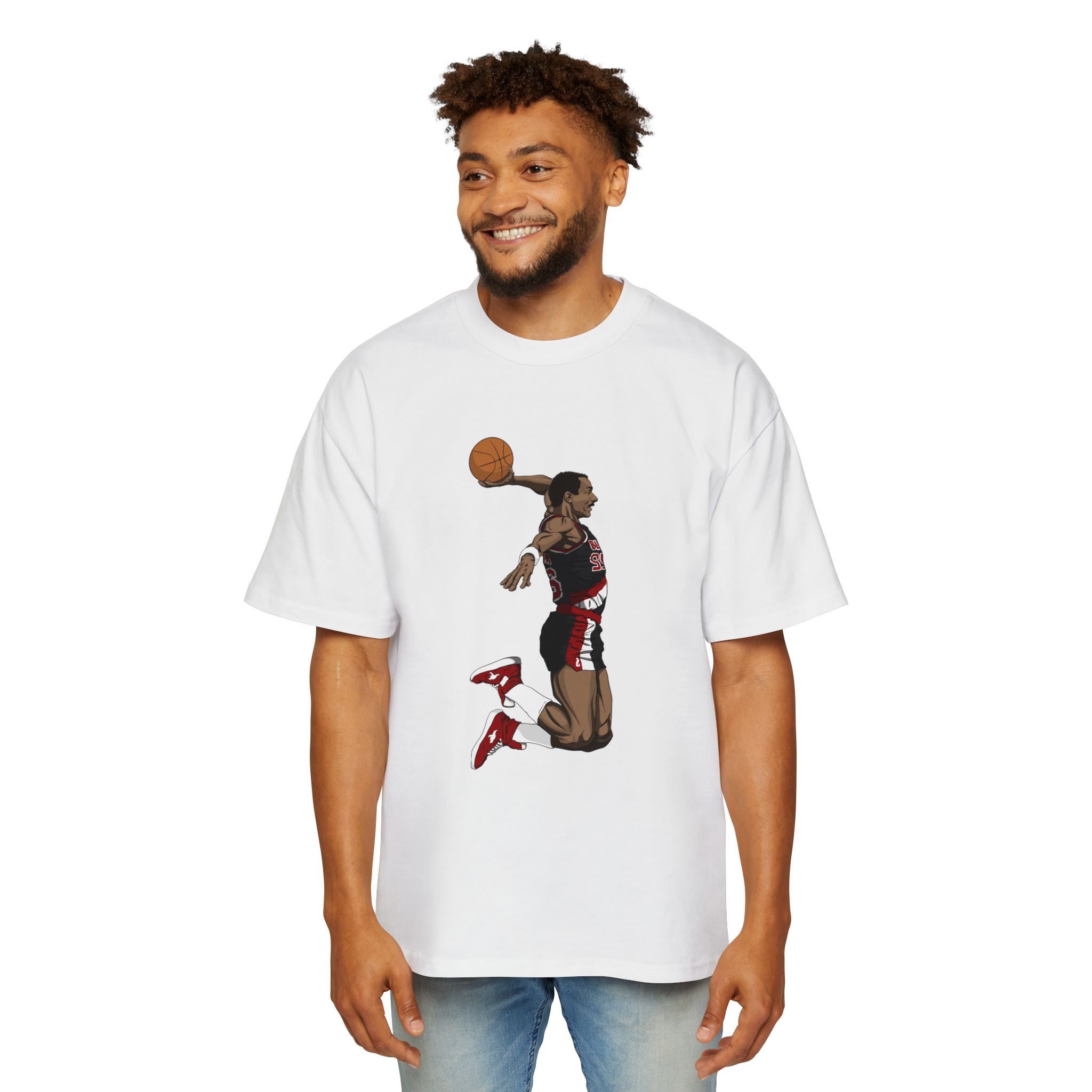 Clyde Drexler Basketball Vintage Style Oversized Tee