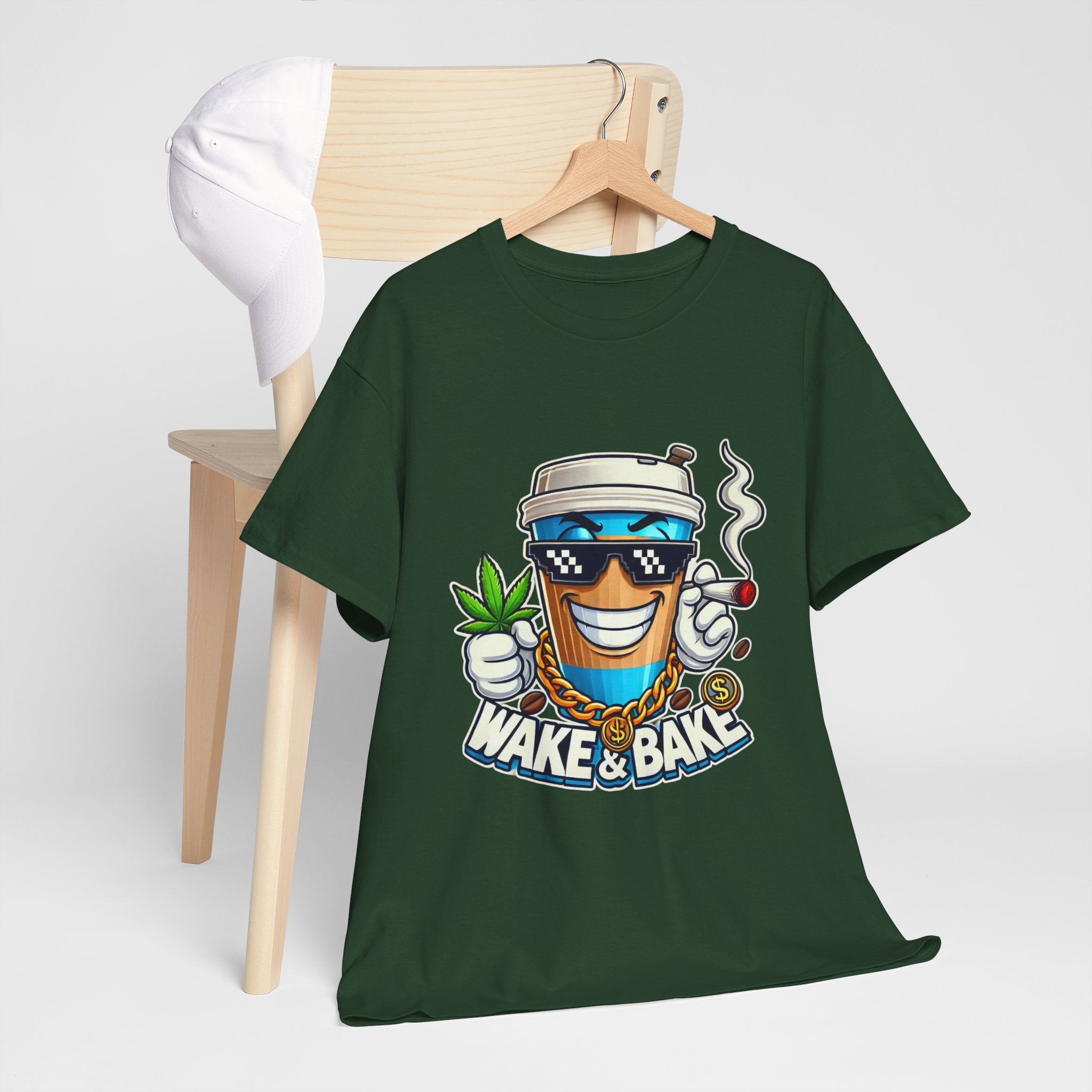 Wake & Bake Unisex Heavy Cotton Tee - Fun Cannabis Culture Shirt