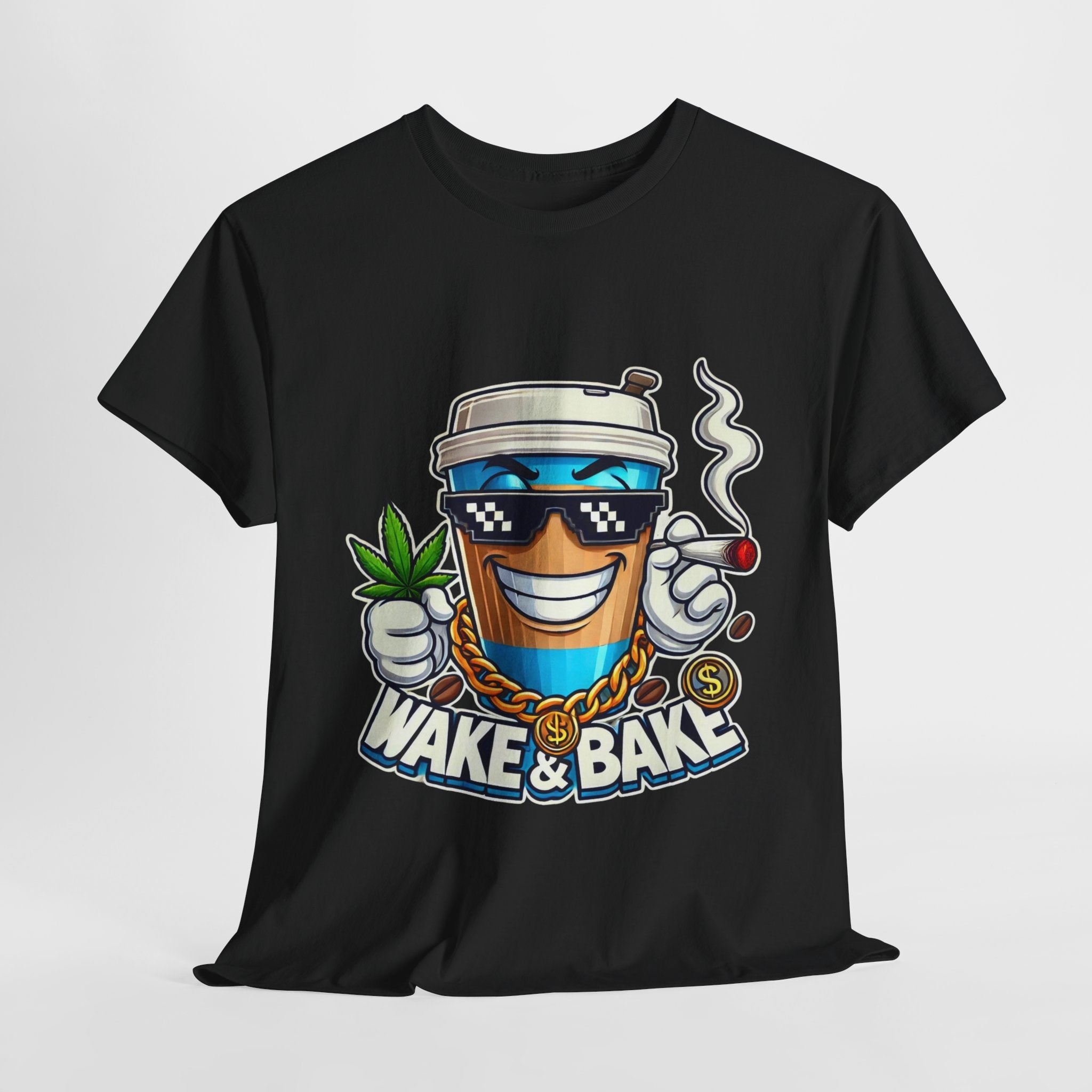 Wake & Bake Unisex Heavy Cotton Tee - Fun Cannabis Culture Shirt