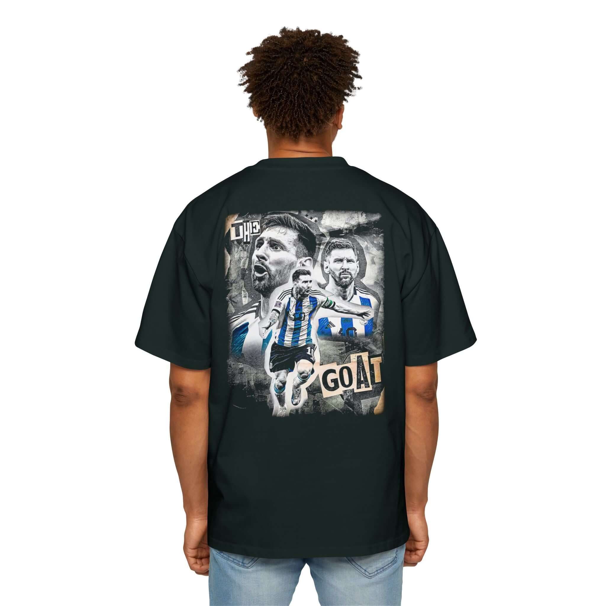 Men's Heavy Oversized Tee with GOAT Graphic, Casual Streetwear Shirt, Perfect for Sports Fans, Gift for Him, Cool Graphic Tee