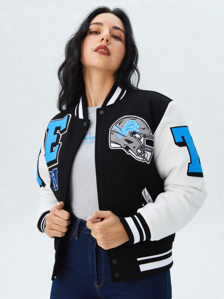 NFL Detroit Lions Mashup Men's Rib Wool Varsity Jacket