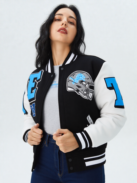 NFL Detroit Lions Mashup Men's Rib Wool Varsity Jacket