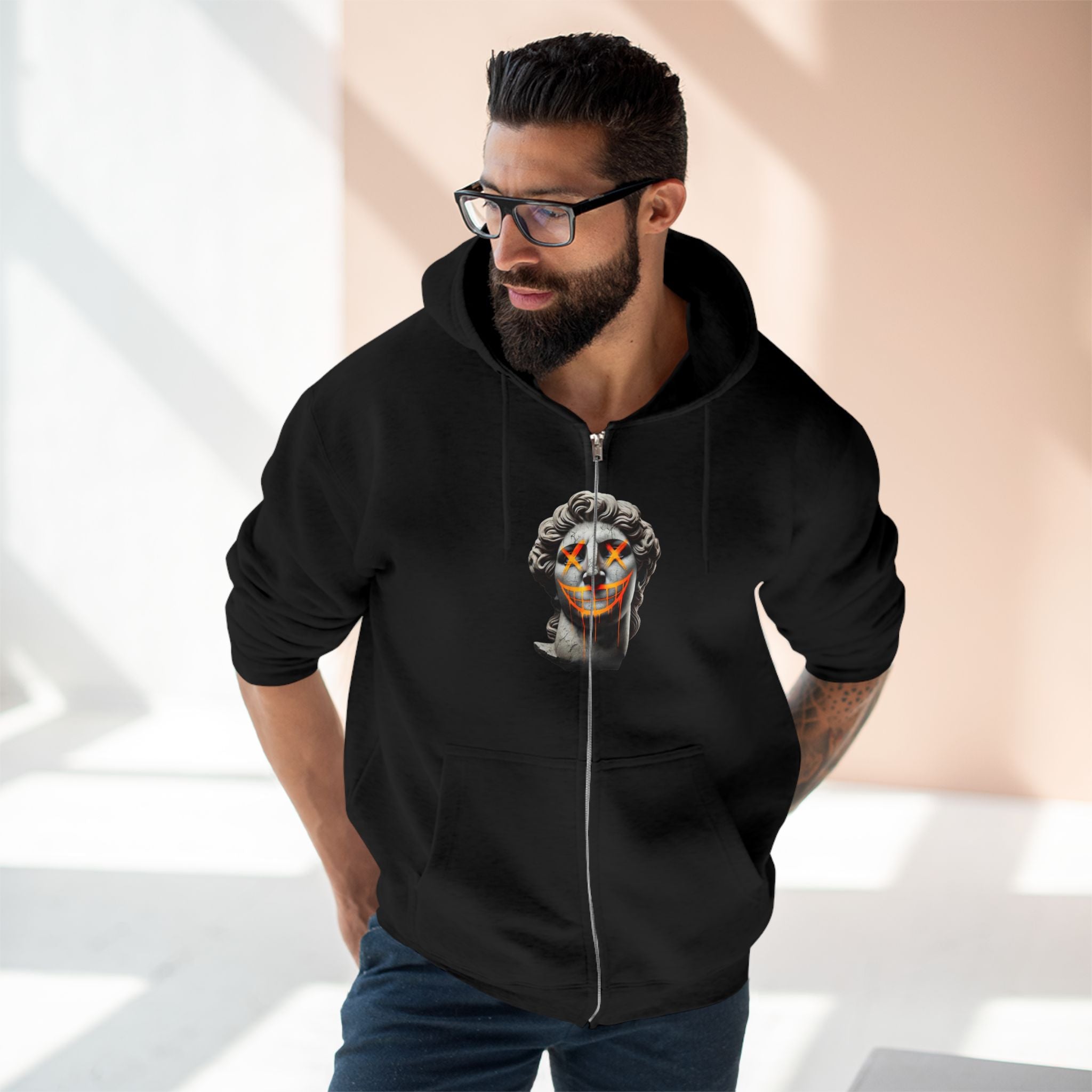 Dripping Gangsta David Unisex Zip Hoodie - Unique Graphic Design for Statement Style