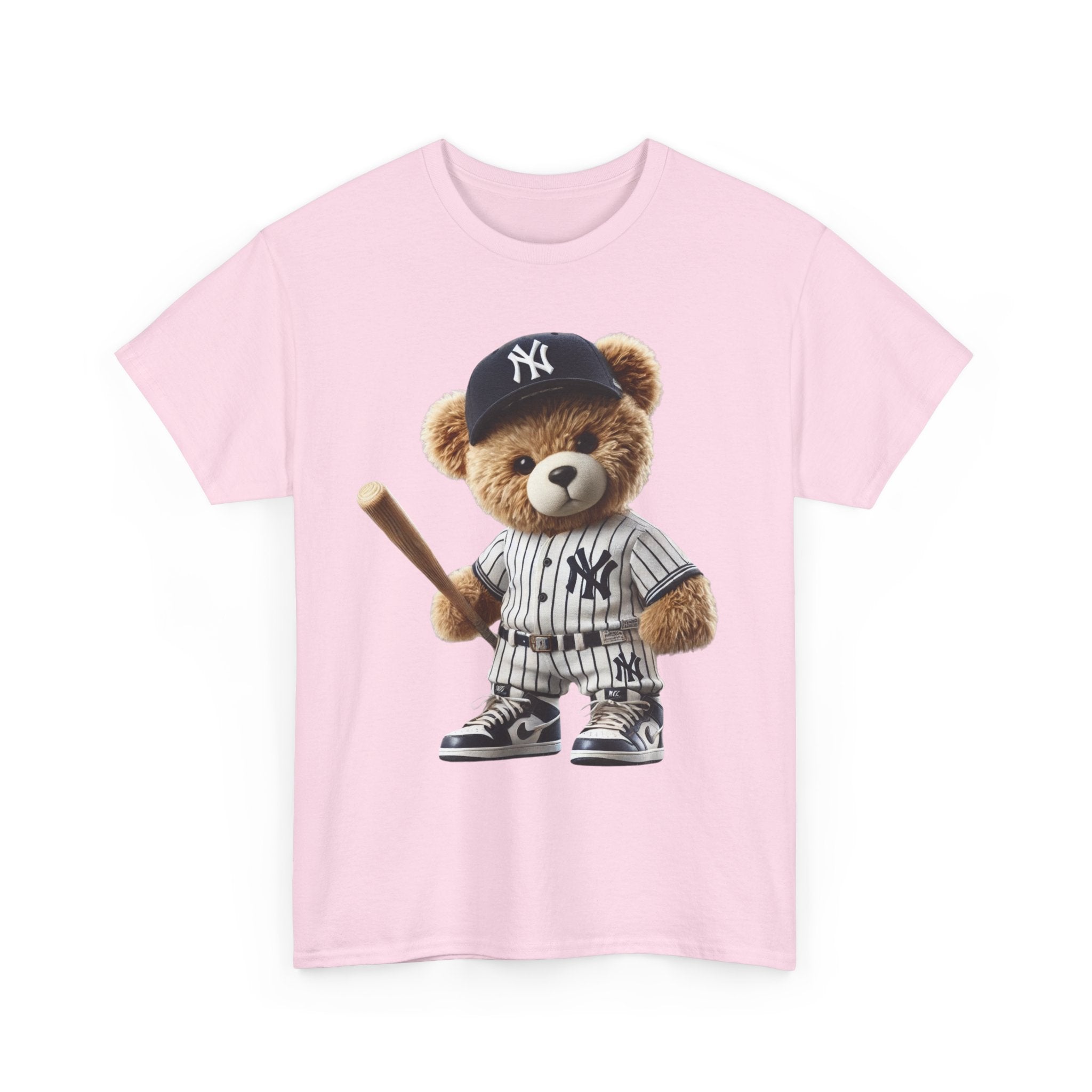 NY Baseball Teddy Bear Unisex Heavy Cotton Tee