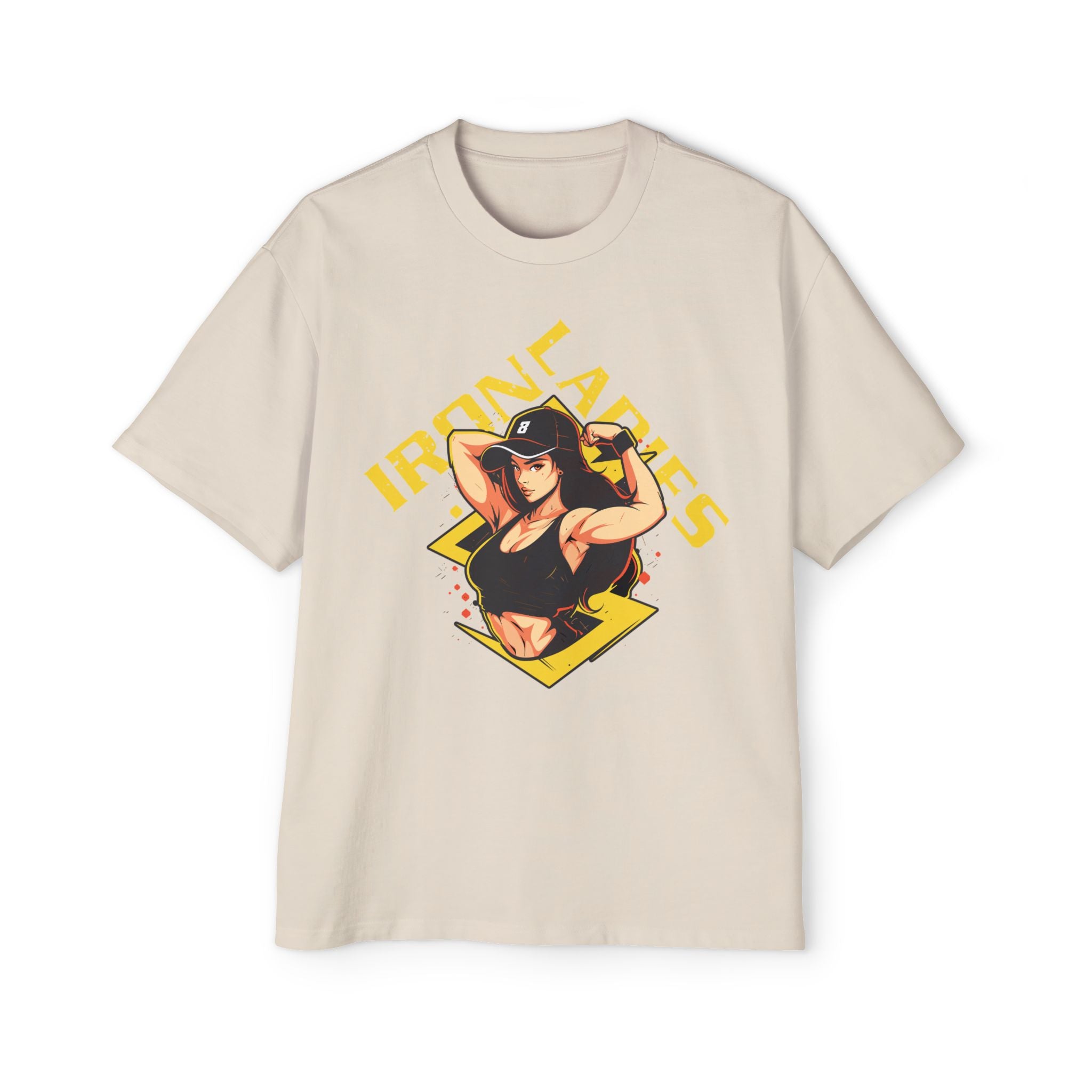 Iron Ladies Oversized Tee - Empowering Graphic Shirt for Fitness Enthusiasts