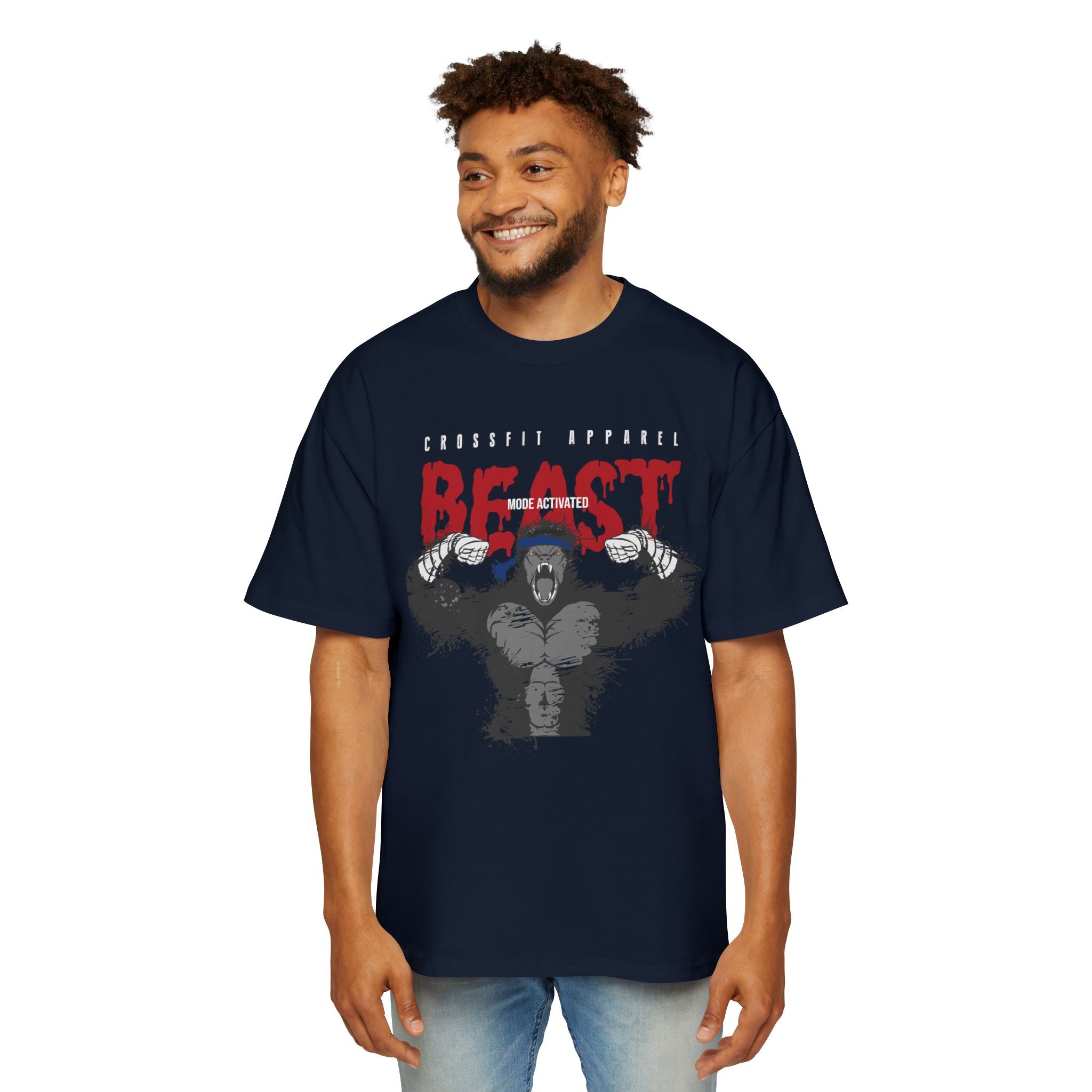 Men's Heavy Oversized Tee - Beast Mode Activated Workout Tee