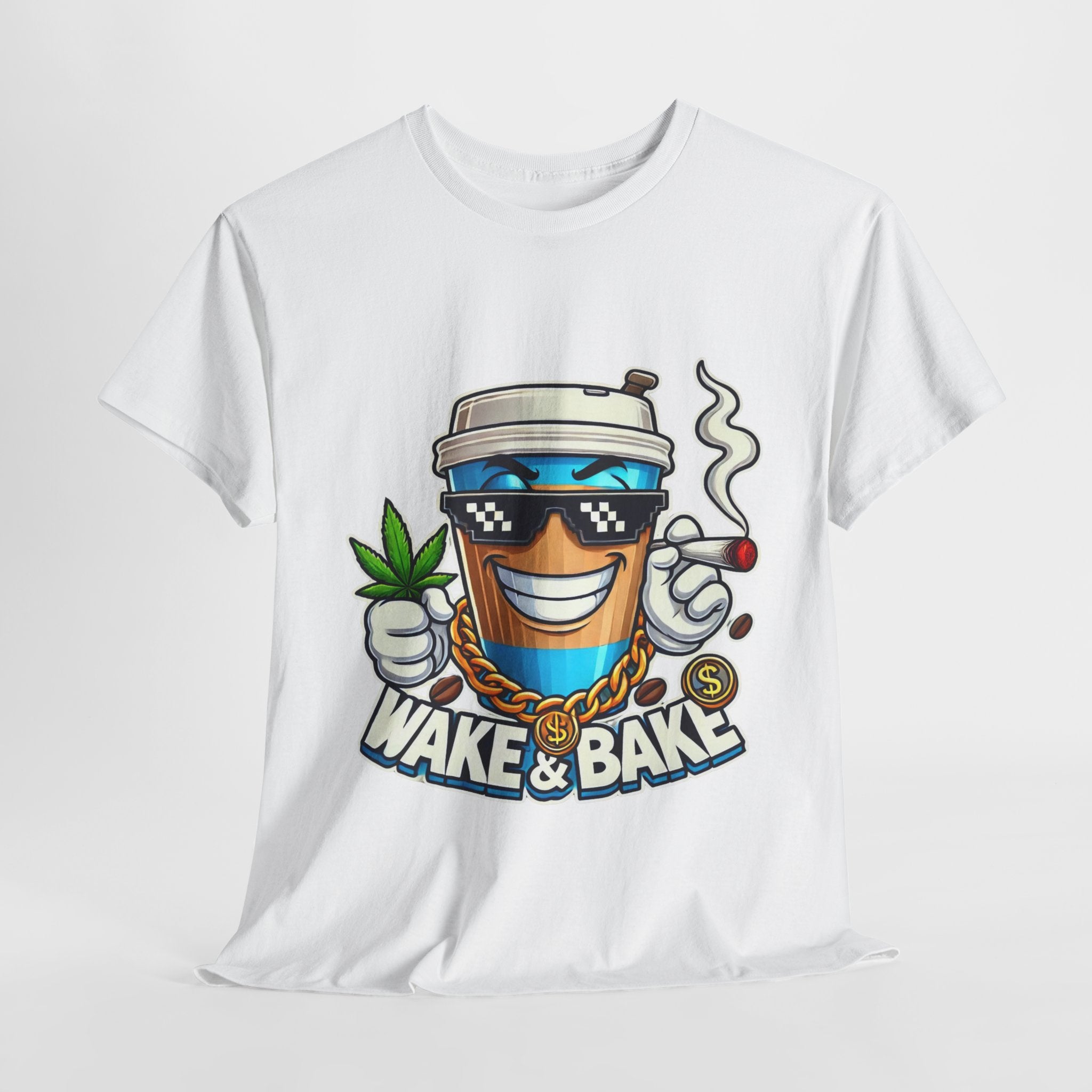 Wake & Bake Unisex Heavy Cotton Tee - Fun Cannabis Culture Shirt
