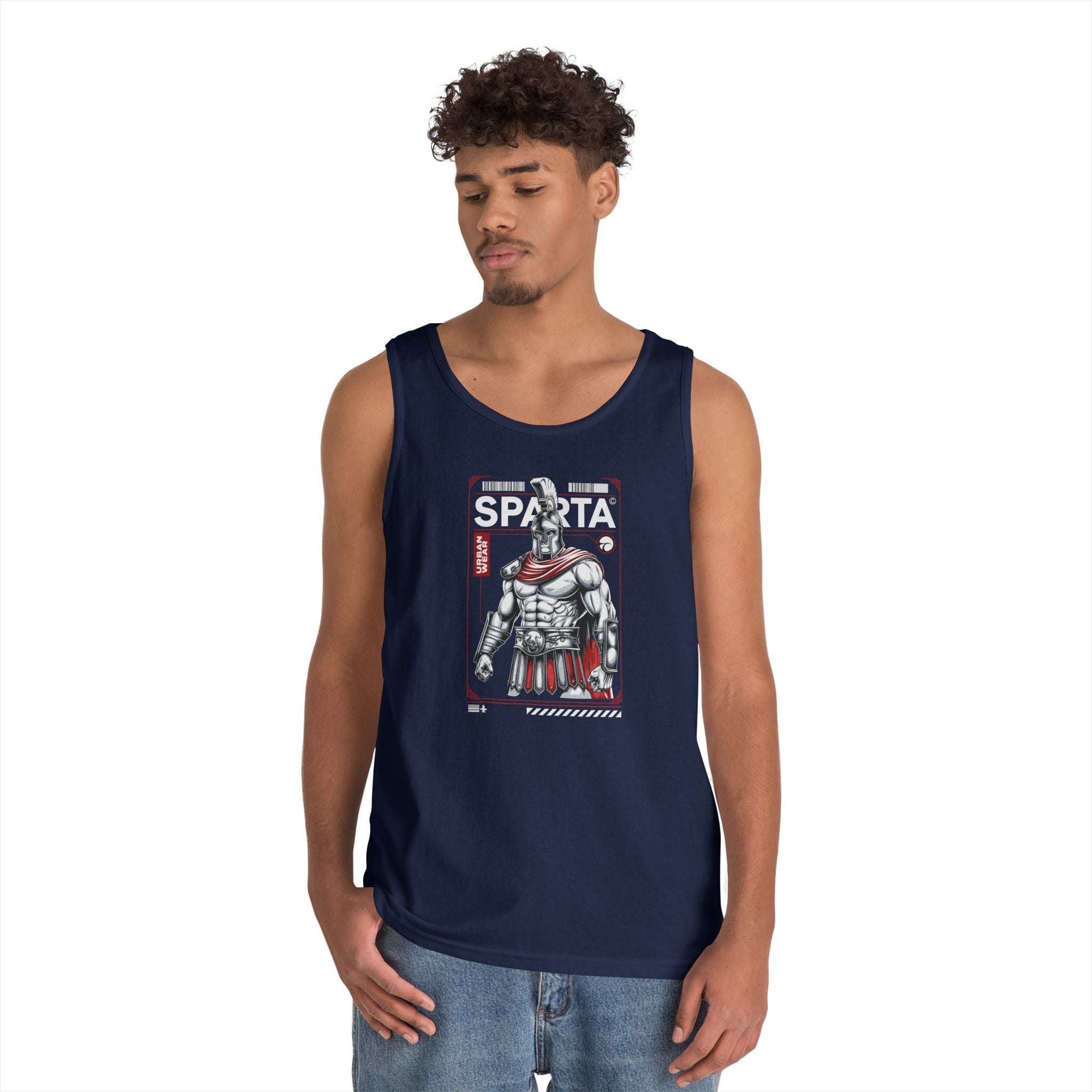 Sparta Warrior Unisex Heavy Cotton Tank Top - Bold Graphic Tee for Fitness & Casual Wear