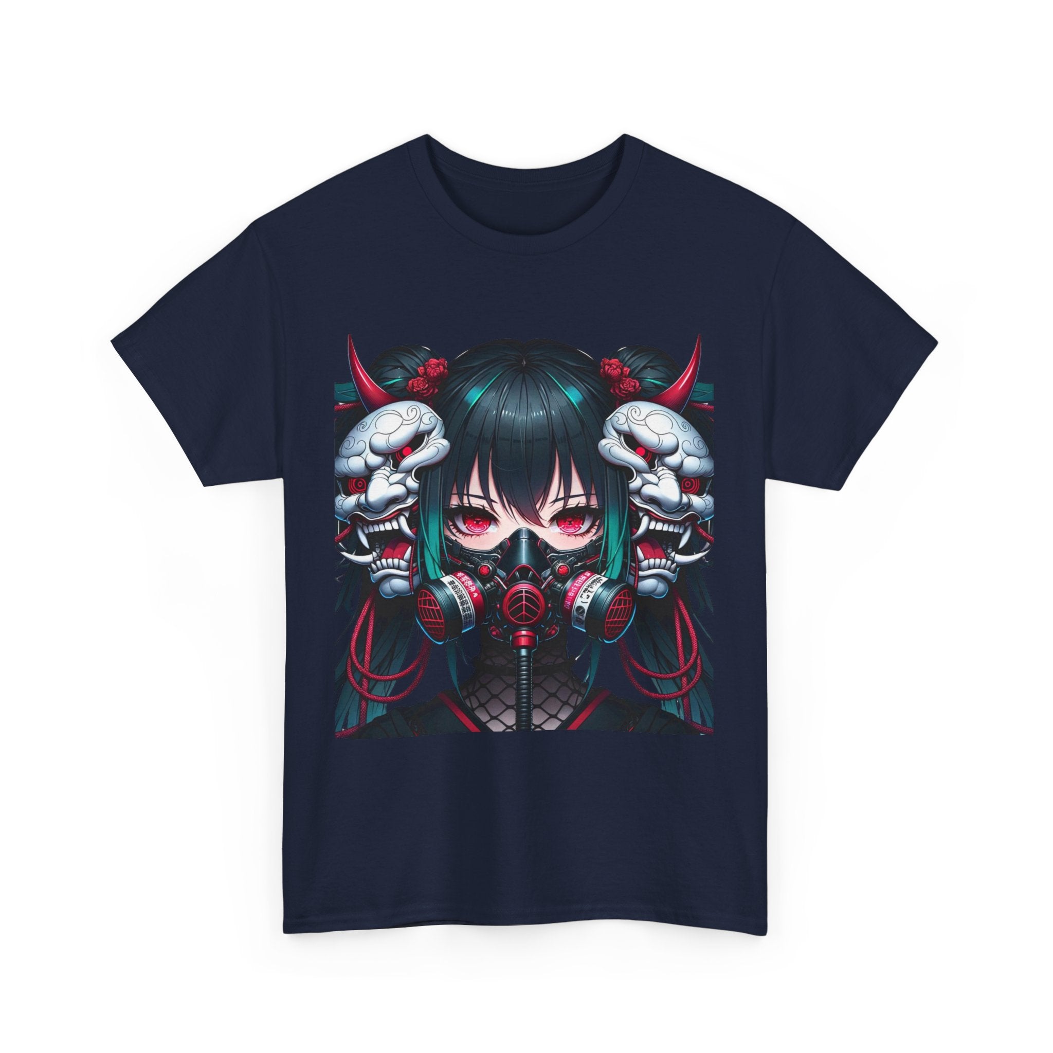 Anime Girl With Oni Mask Unisex Heavy Cotton Tee