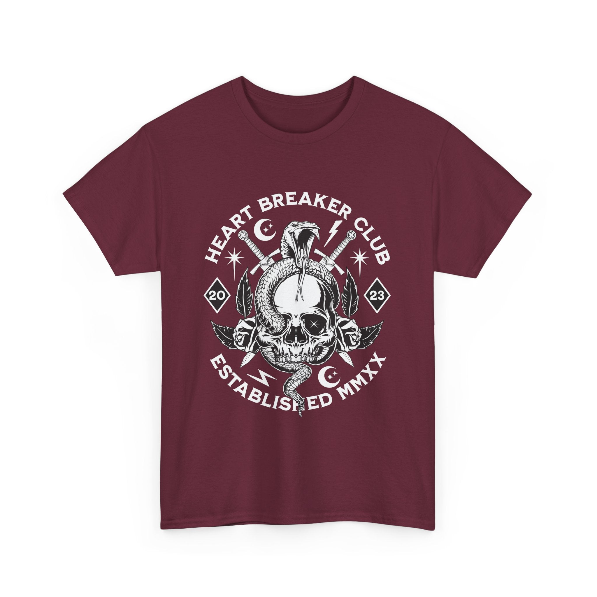 HEART BREAKER CLUB Skull Unisex Heavy Cotton Tee - Edgy Graphic T-Shirt for Casual Vibes