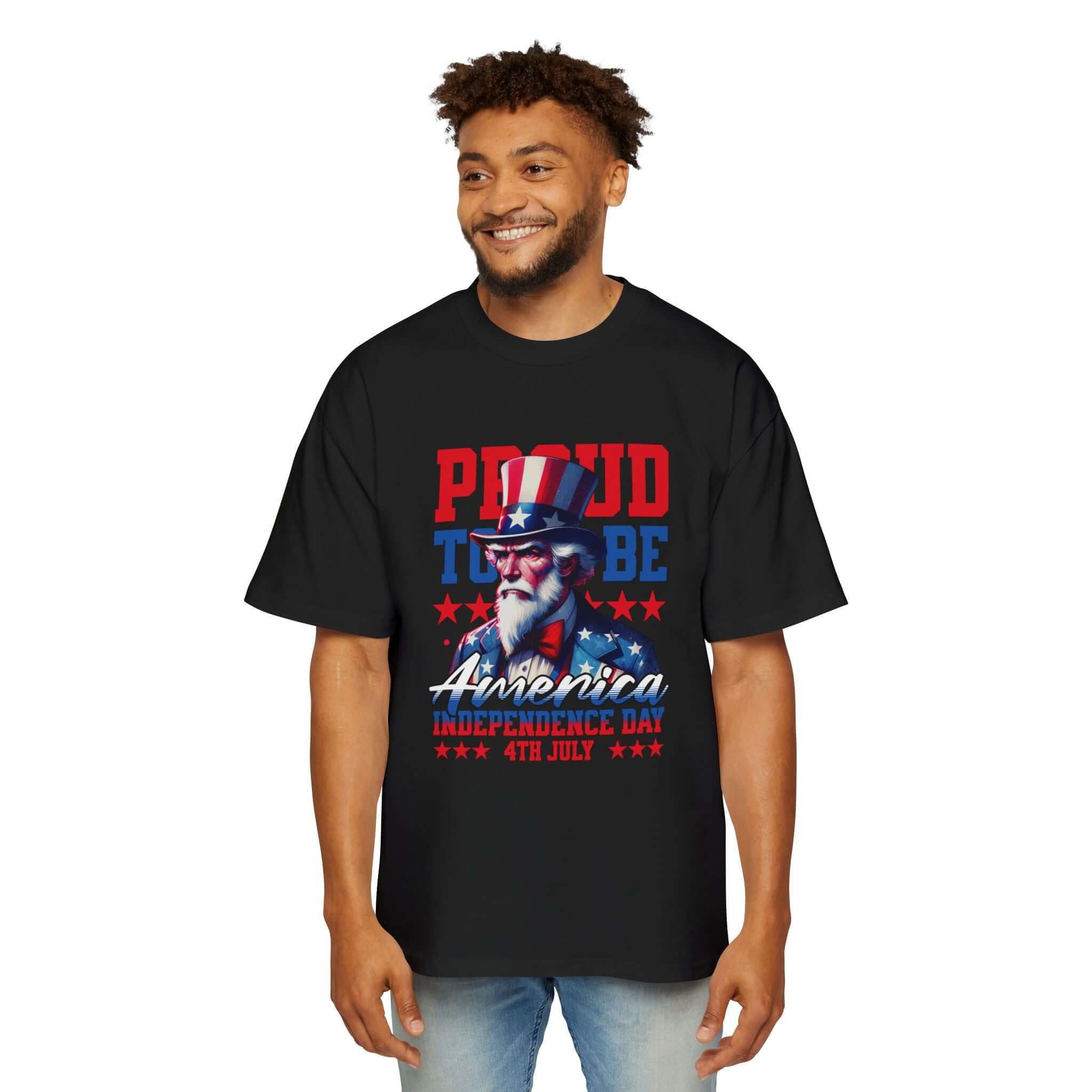 Proud to Be American Independence Day Tee, Patriotic T-Shirt, Men's Oversized Shirt, 4th of July Apparel, USA Pride Clothing