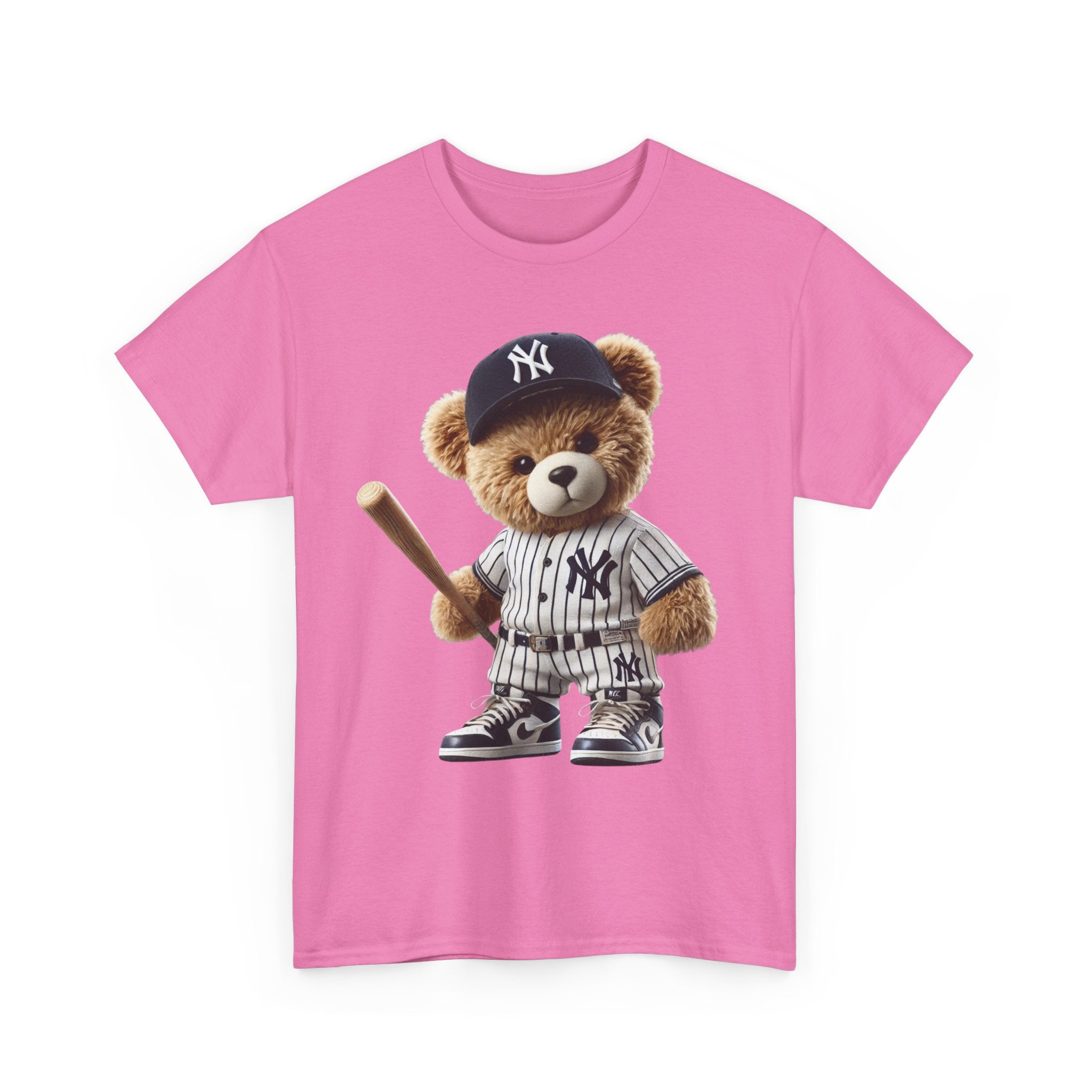 NY Baseball Teddy Bear Unisex Heavy Cotton Tee