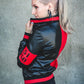 Womens 51 50 Bomber Black and Red Leather Jacket