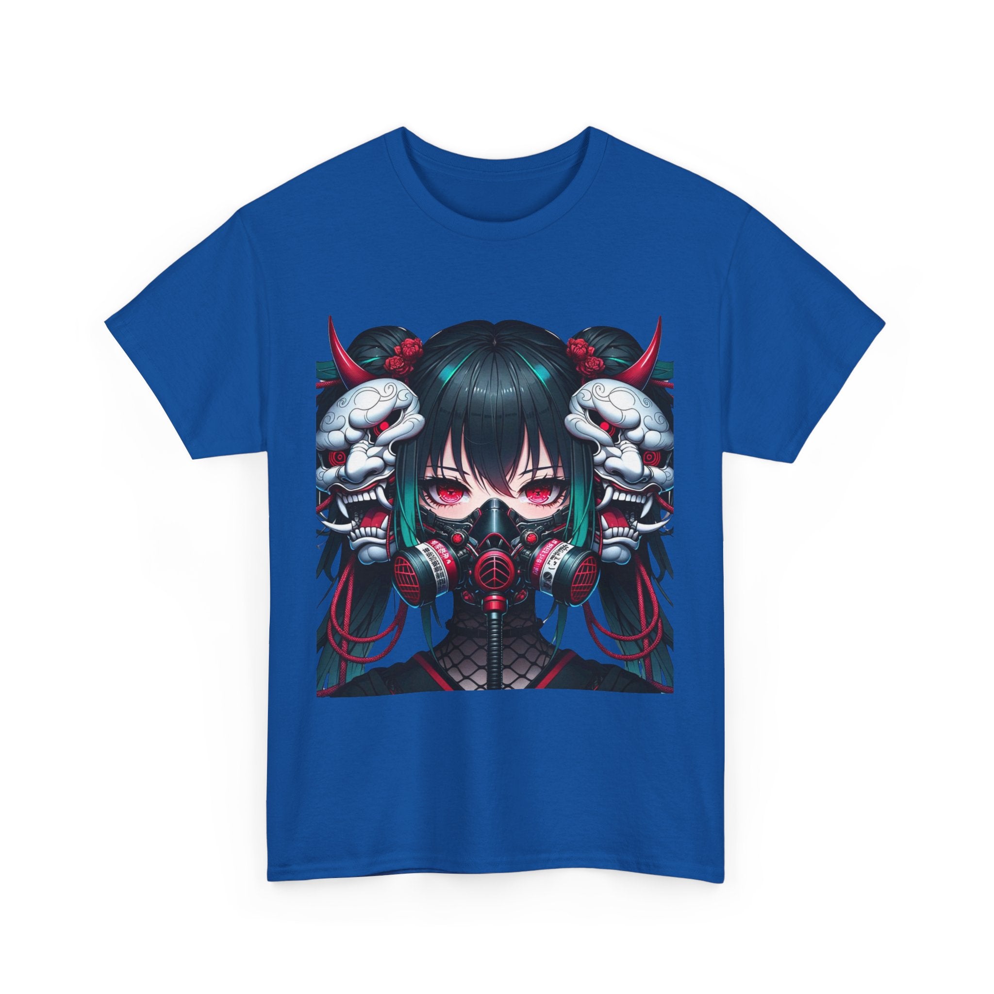 Anime Girl With Oni Mask Unisex Heavy Cotton Tee