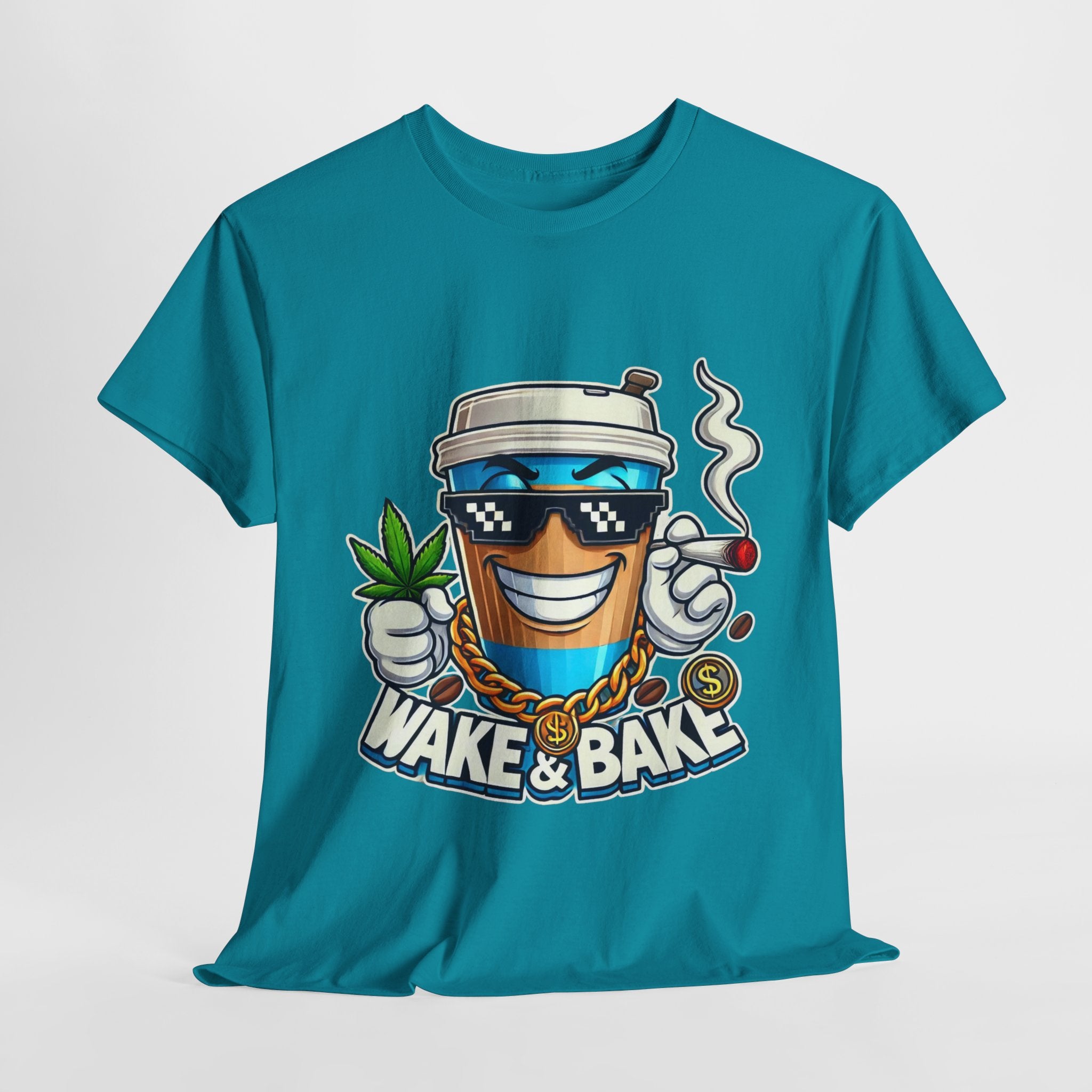 Wake & Bake Unisex Heavy Cotton Tee - Fun Cannabis Culture Shirt