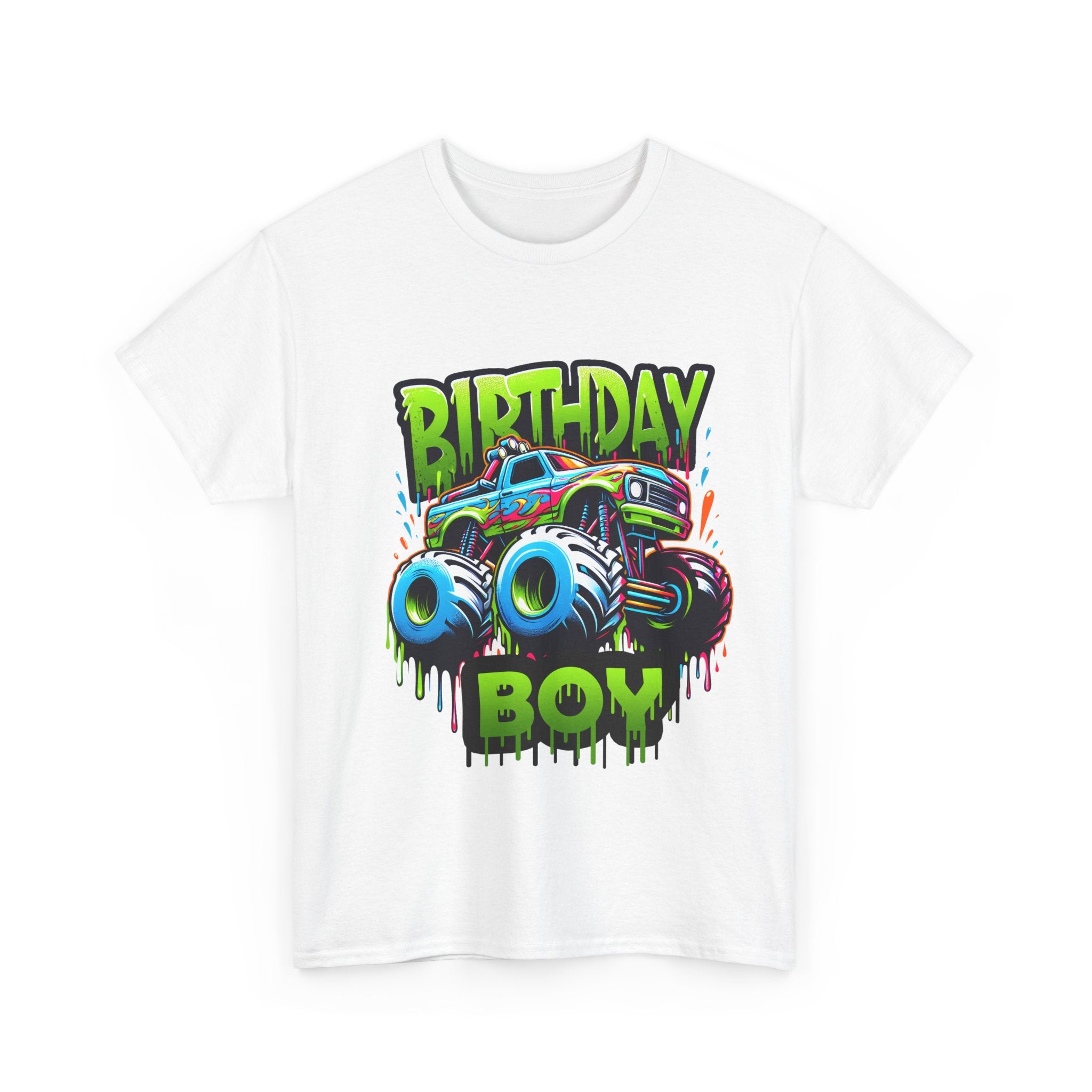 Birthday Boy Monster Truck Unisex Heavy Cotton Tee