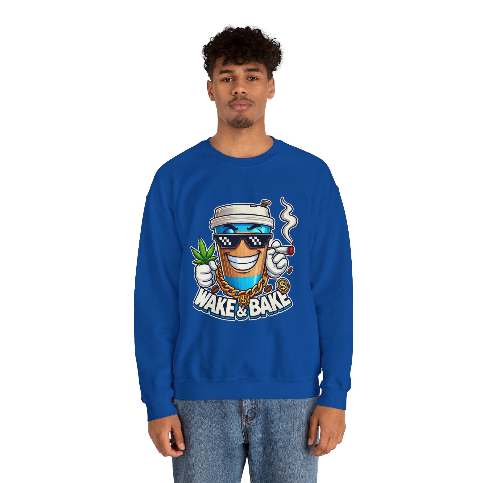 Wake & Bake Unisex Heavy Blend™ Crewneck Sweatshirt - Perfect for Cozy Days & Cannabis Enthusiasts