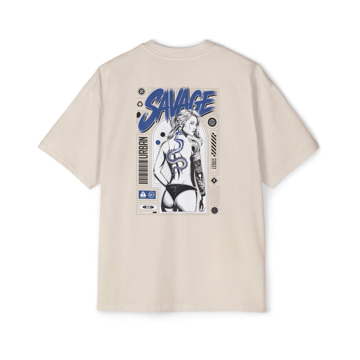Heavy Oversized Tee with 'SAVAGE' Graphic - Streetwear Vibe