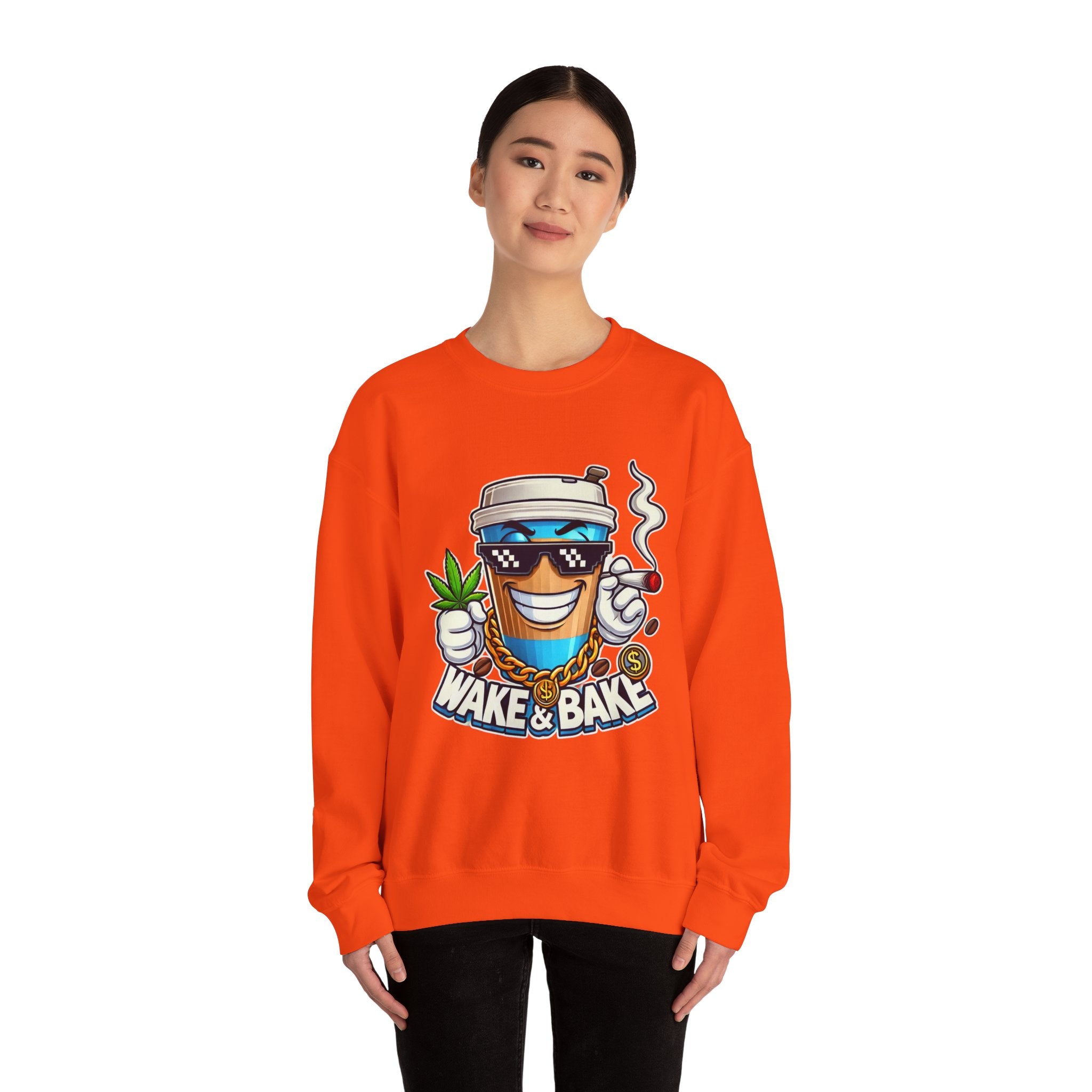 Wake & Bake Unisex Heavy Blend™ Crewneck Sweatshirt - Perfect for Cozy Days & Cannabis Enthusiasts