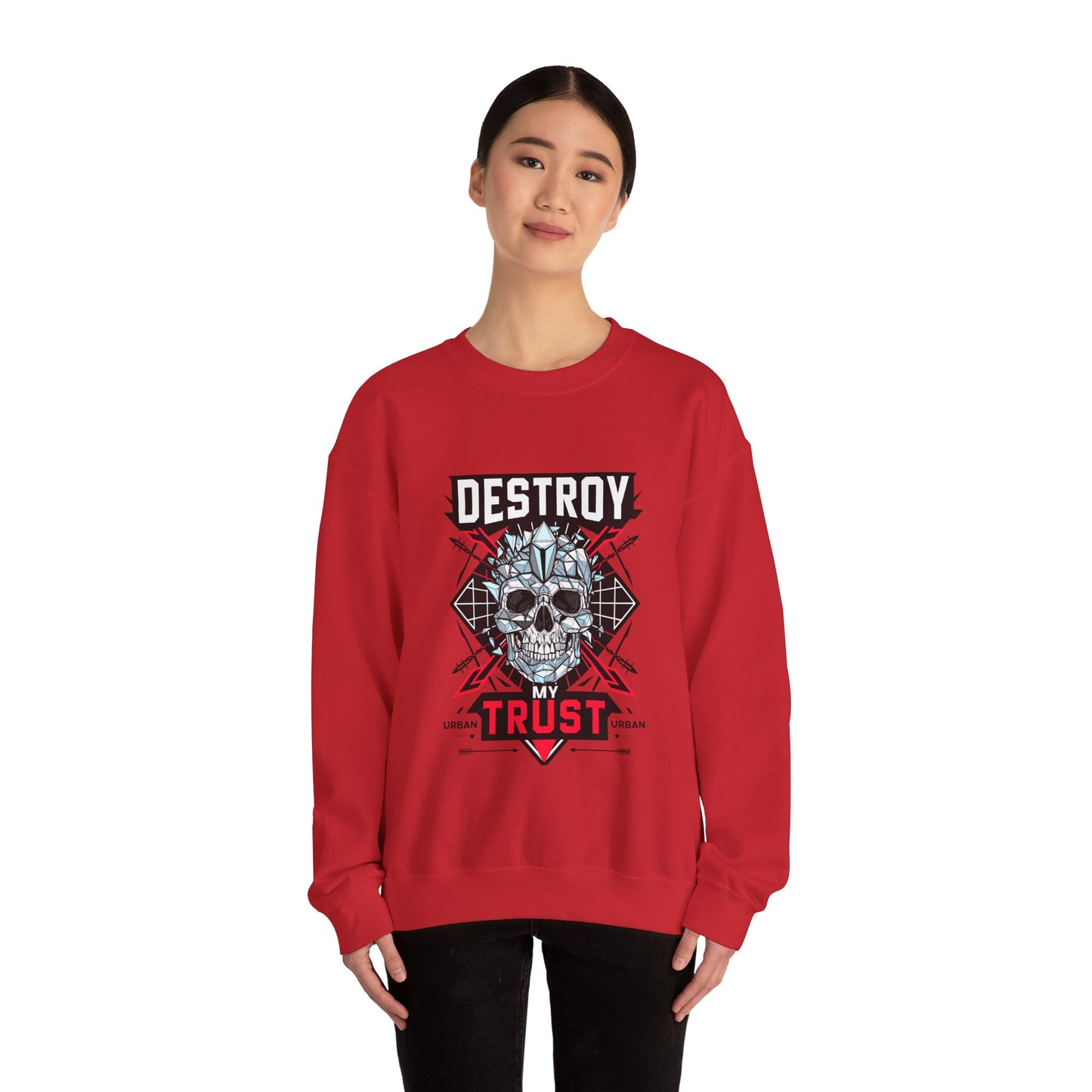 Skull Art Crewneck Sweatshirt – Destroy My Trust Design | Unisex Heavy Blend™