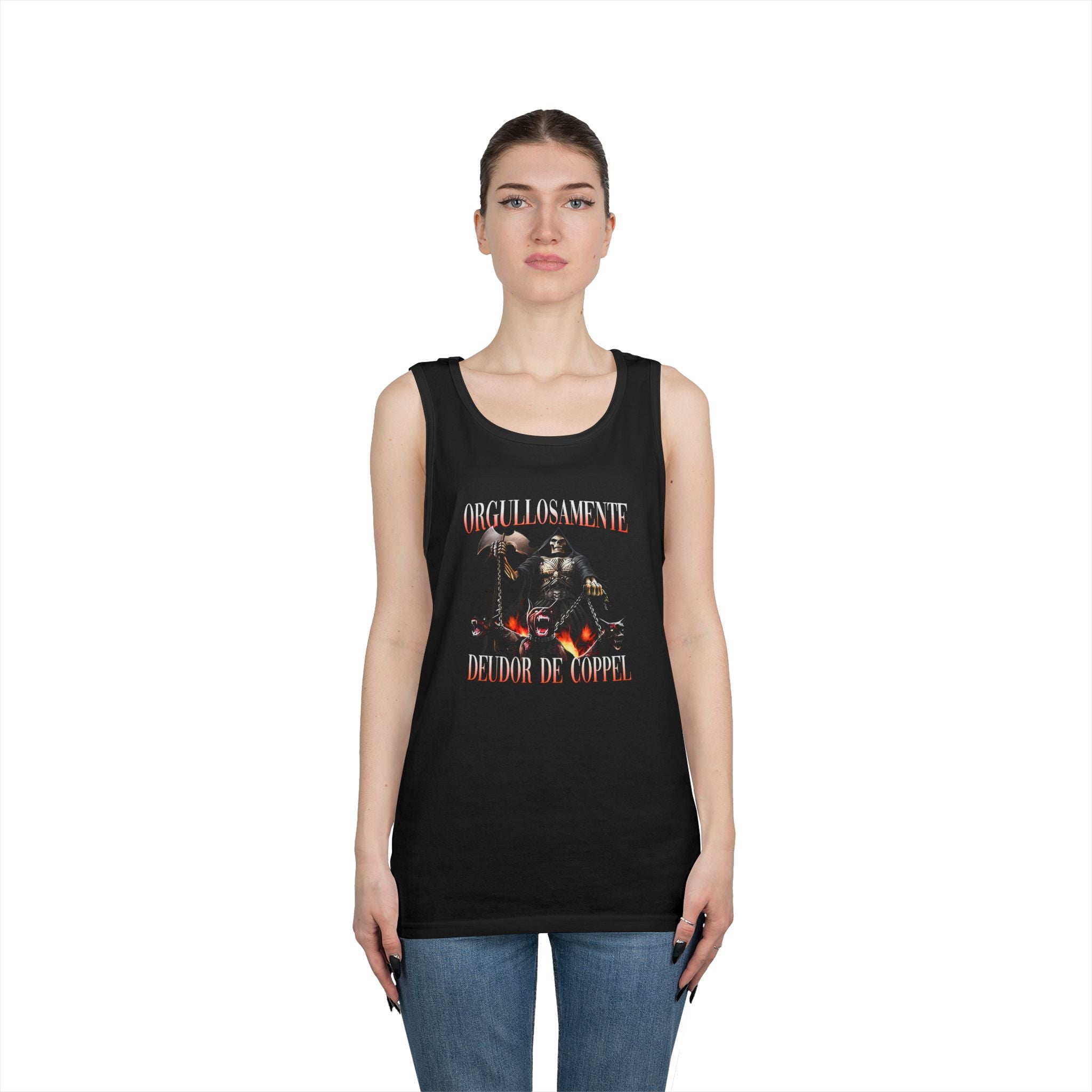 Unisex Heavy Cotton Tank Top - Orgullosamente Deudor de Coppel Graphic Tee