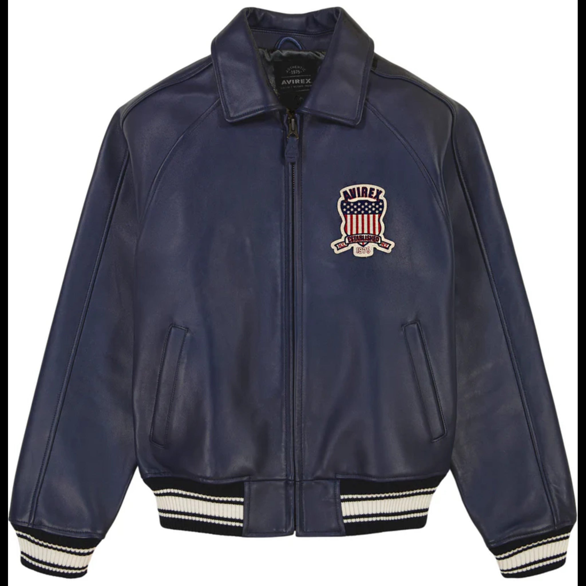Avirex branded leather bomber jacket
