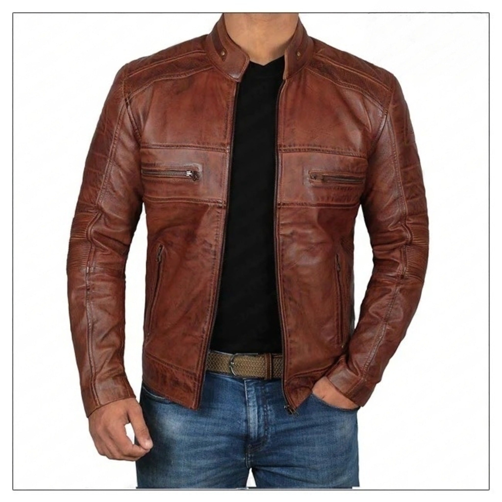 Austin Chocolate Brown Waxed Leather Jacket