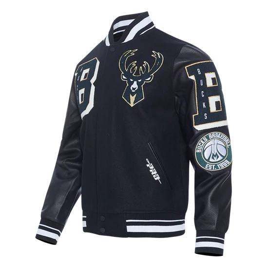NBA Milwaukee Bucks Mashup Men's Rib Wool Varsity Jacket