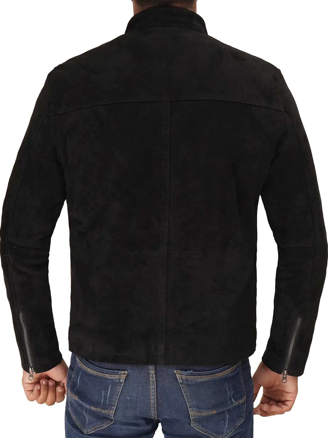 Black suede leather jacket for men
