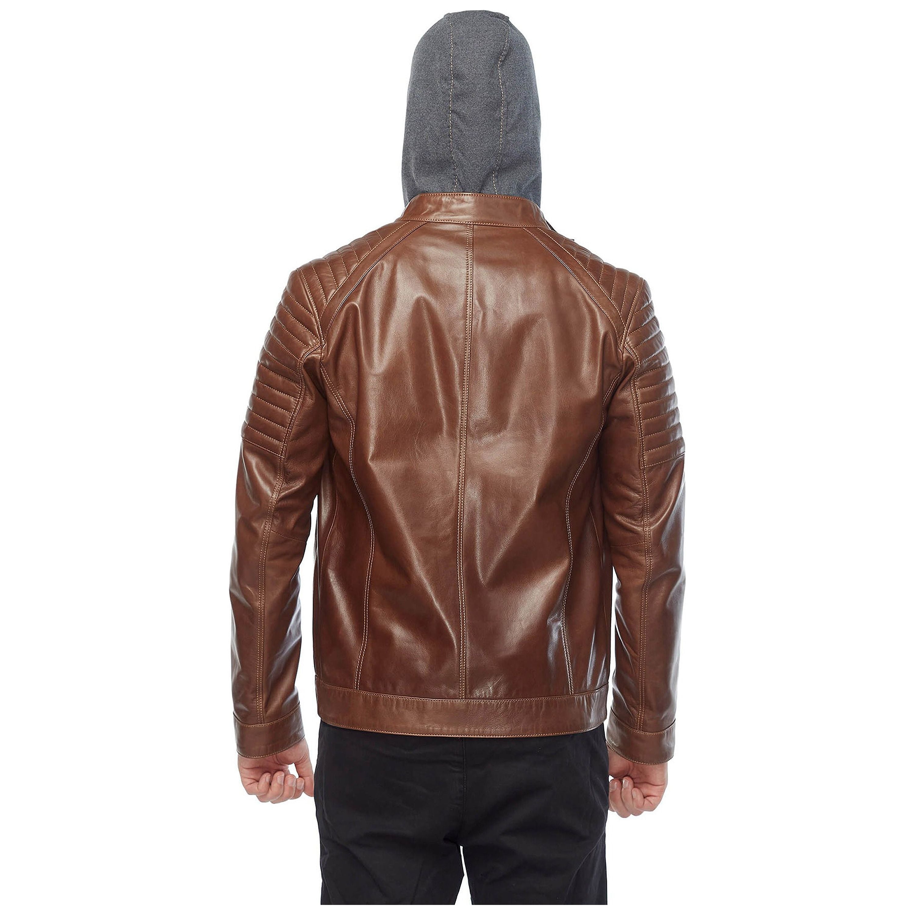 Cameron hooded leather jacket
