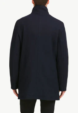 Long navy blue men’s overcoat
