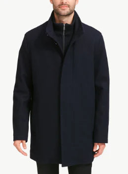 Navy blue wool overcoat
