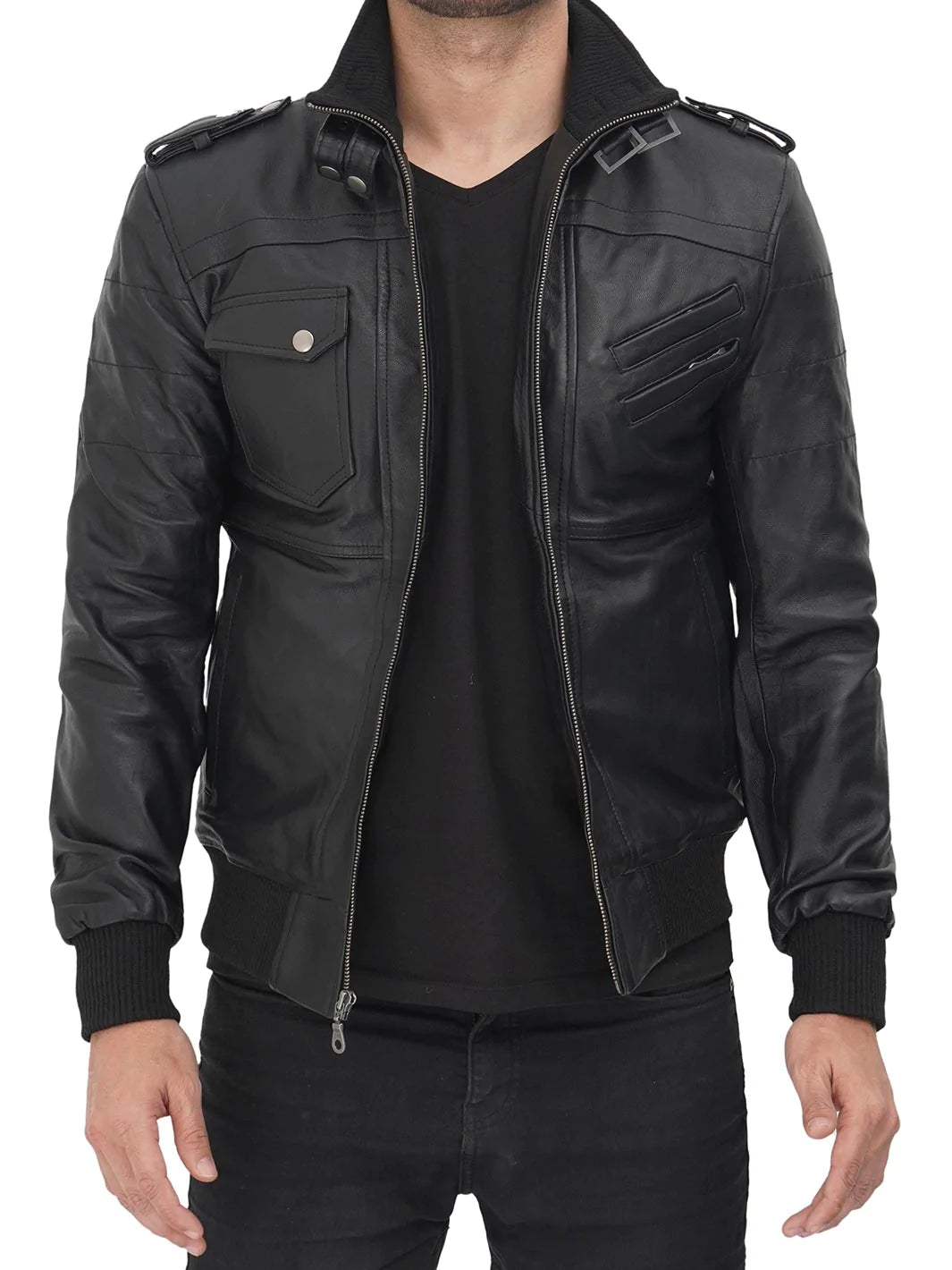 Edinburgh Black Hooded Leather Jacket
