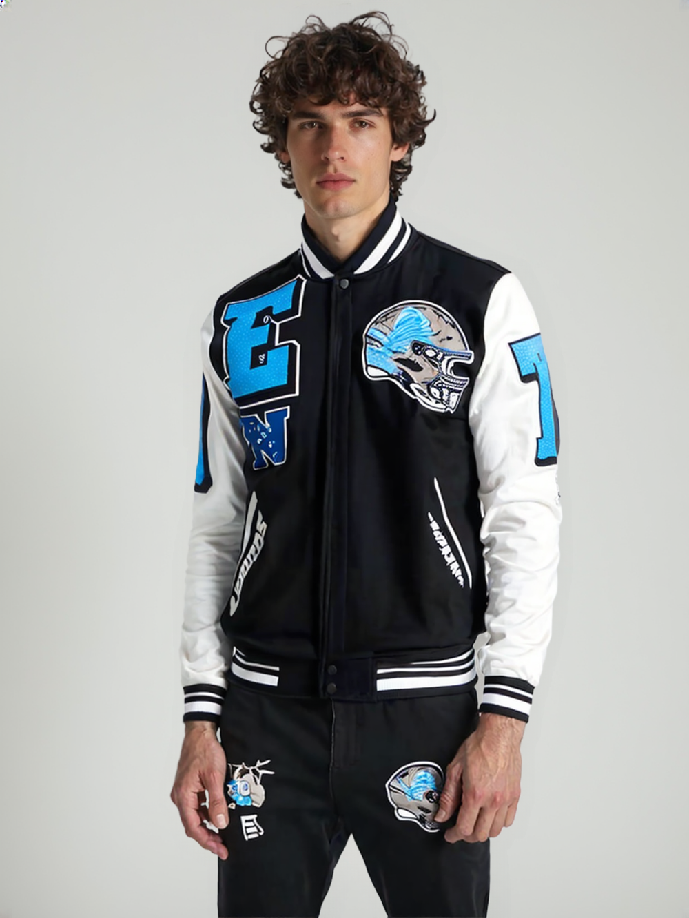 NFL Detroit Lions Mashup Men's Rib Wool Varsity Jacket