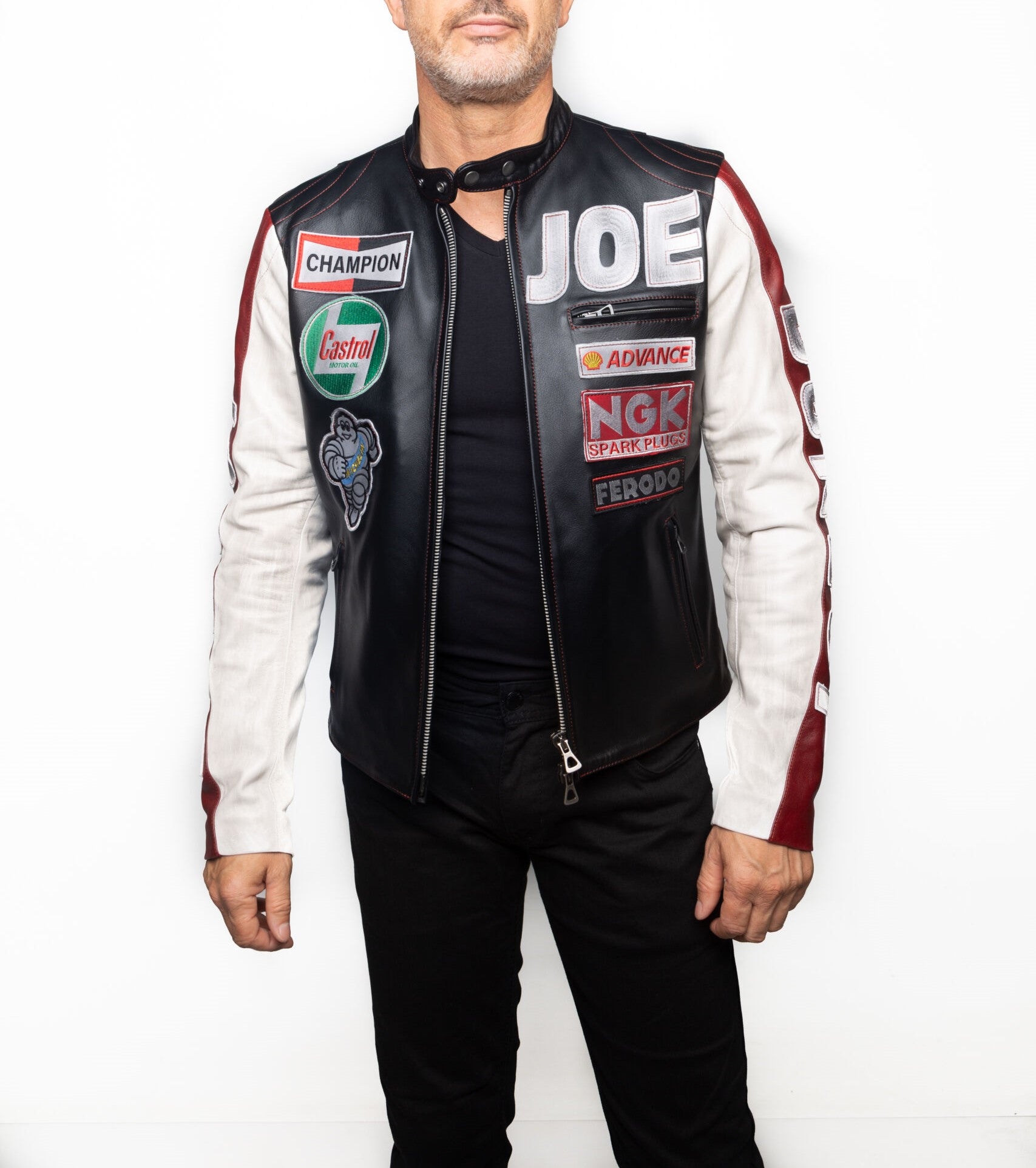 Genuine leather racing jacket
