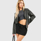 Cropped leather biker jacket

