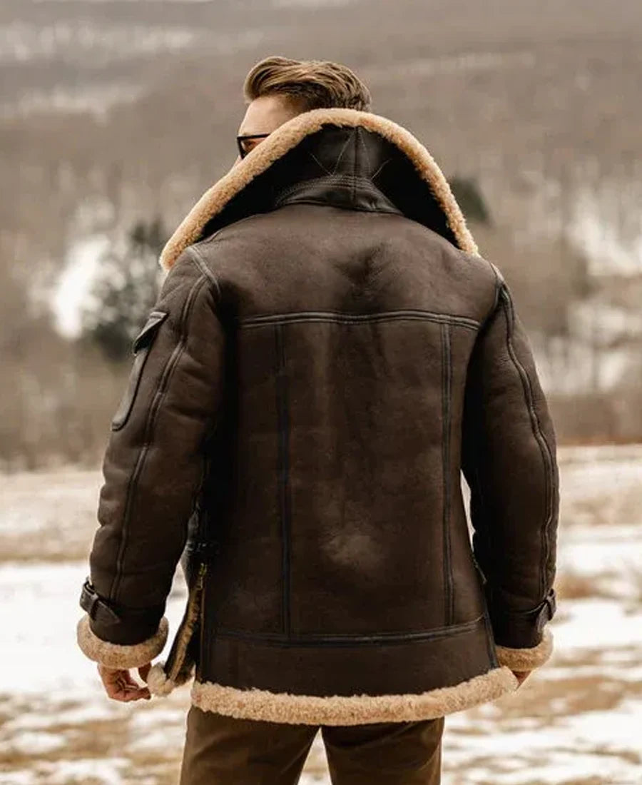 Men’s shearling-lined leather jacket
