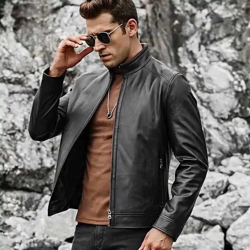 Black leather jacket men
