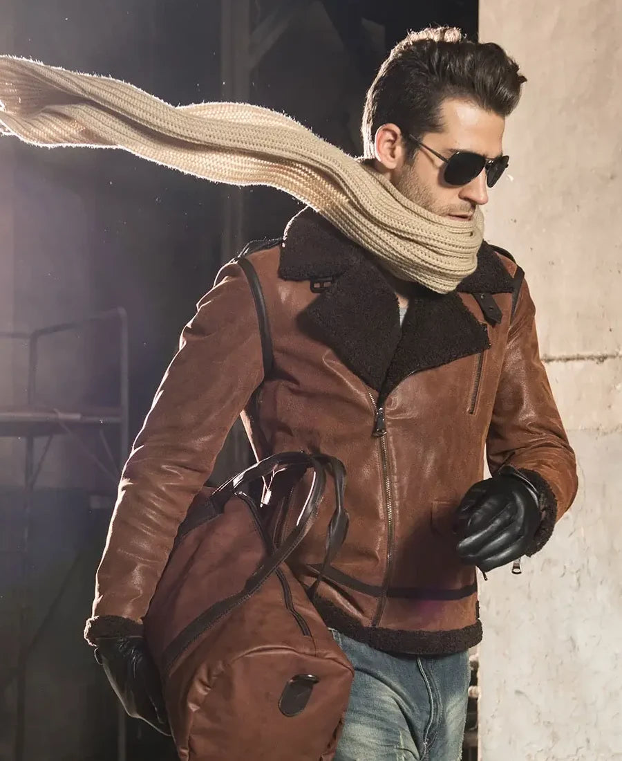 Men’s faux sheepskin leather jacket
