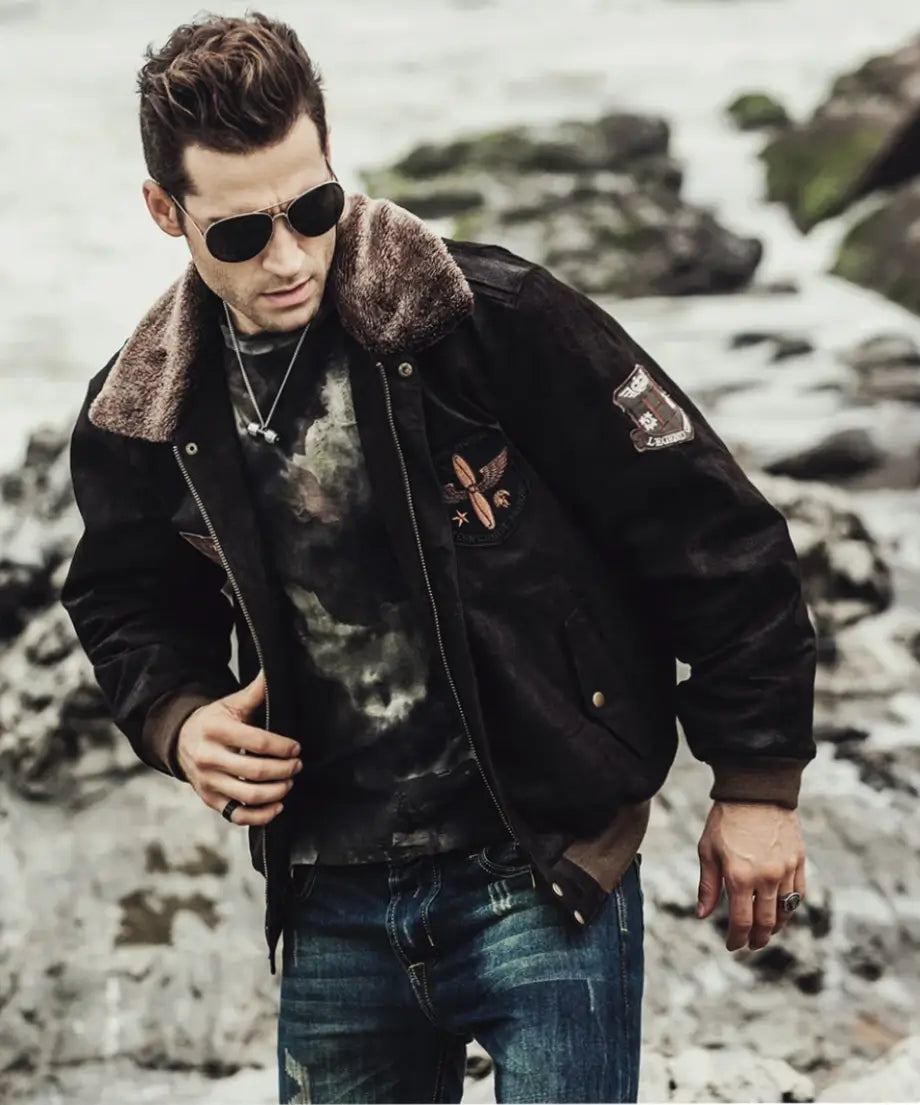 Men’s aviator leather jacket
