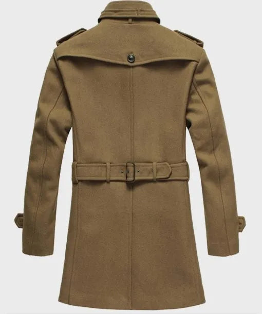 Mid-length wool coat for men
