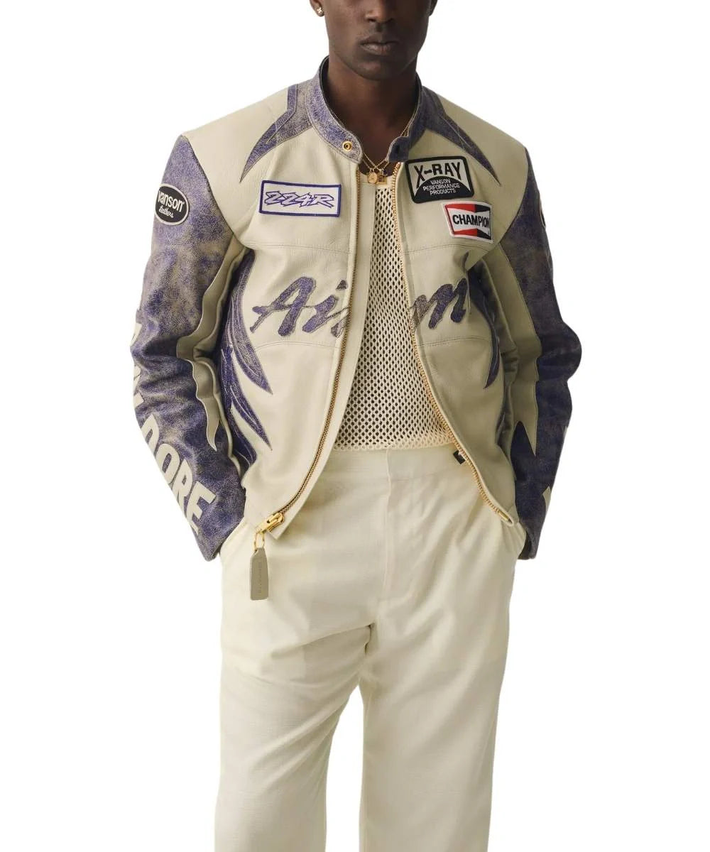 Aimé Leon Dore x Vanson Distressed Leather Moto Jacket