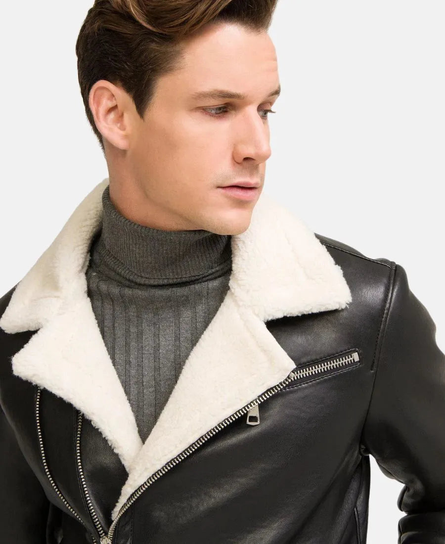 Shearling-lined biker jacket
