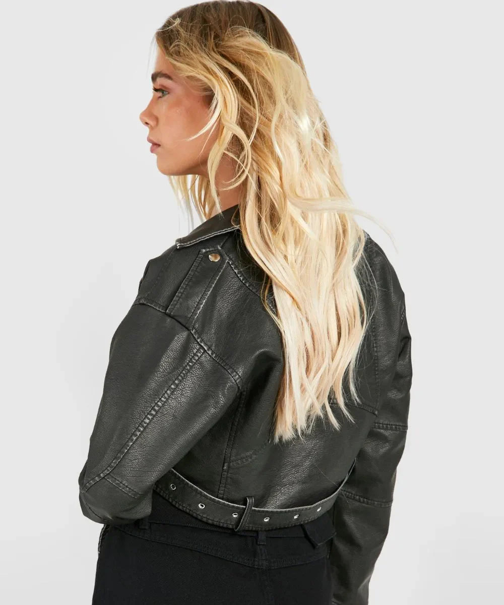 Edgy women’s leather outerwear


